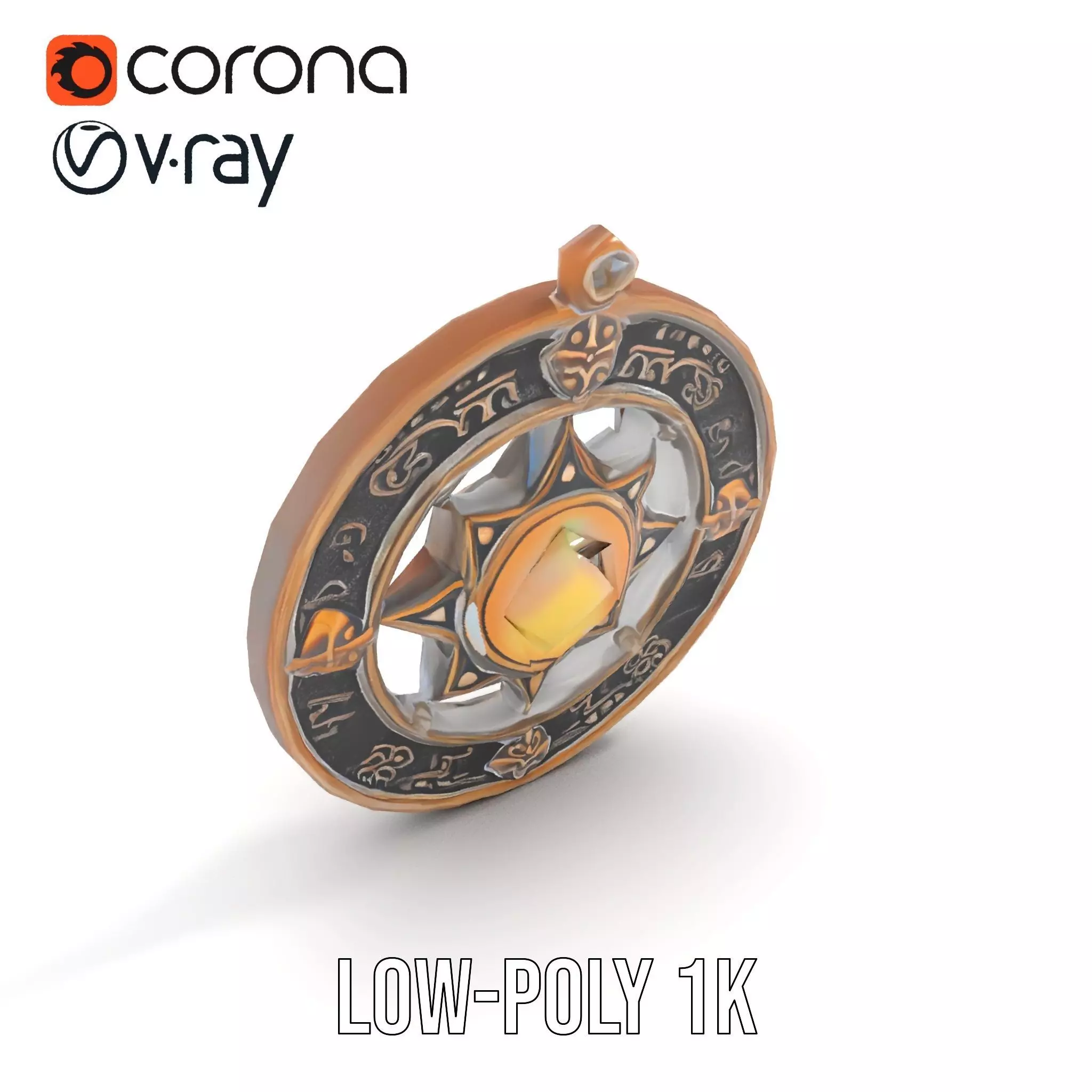 Antique Compass Amulet model pack Low-poly 3D model_8