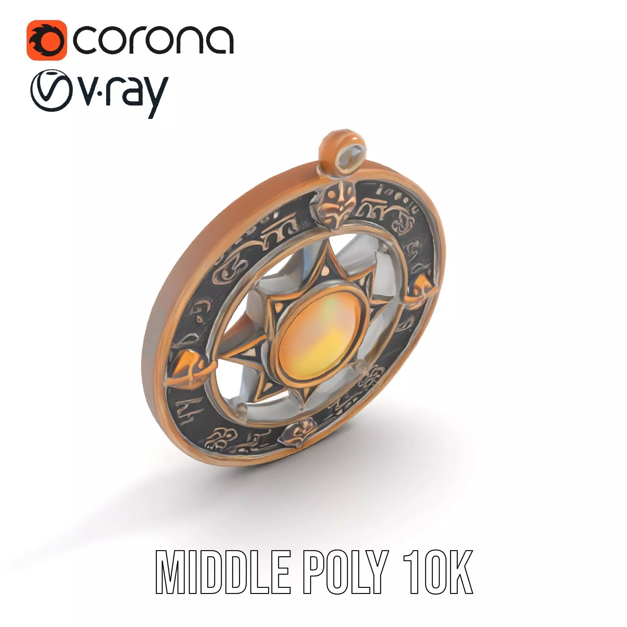 Antique Compass Amulet model pack Low-poly 3D model_15