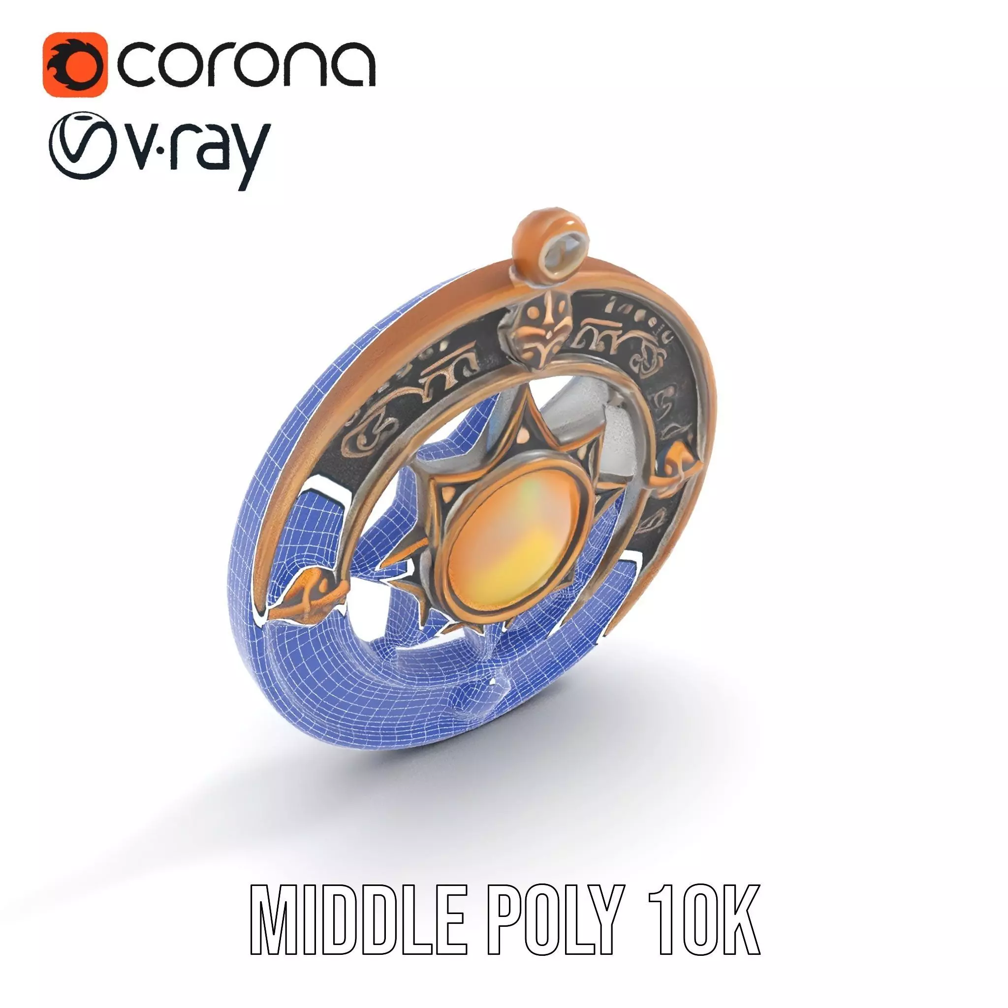 Antique Compass Amulet model pack Low-poly 3D model_26