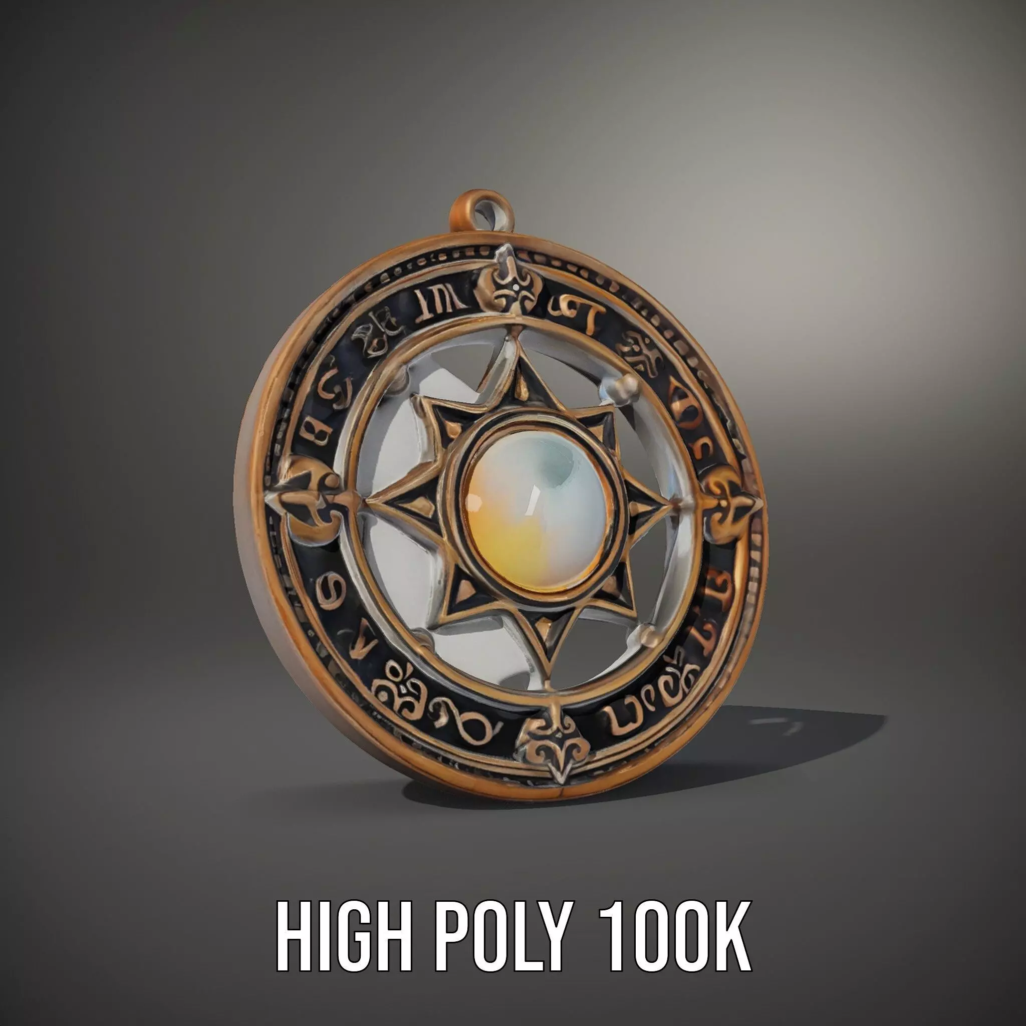 Antique Compass Amulet model pack Low-poly 3D model_32