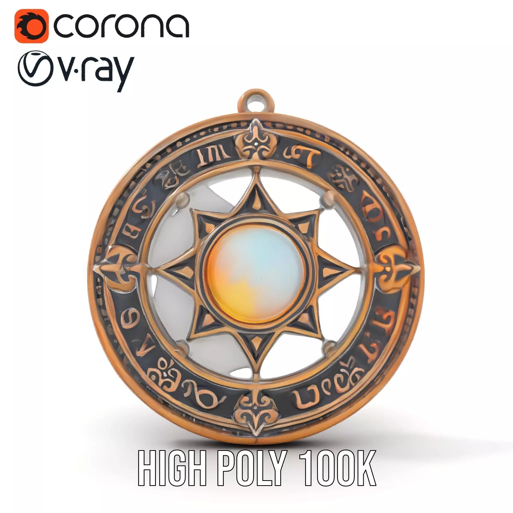 Antique Compass Amulet model pack Low-poly 3D model_25