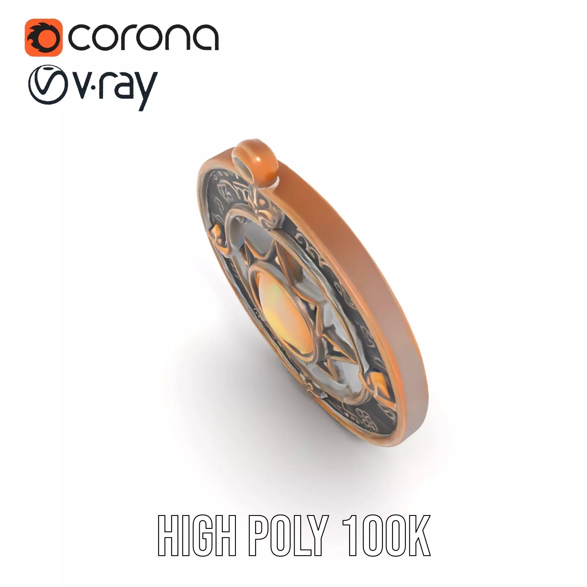 Antique Compass Amulet model pack Low-poly 3D model_14