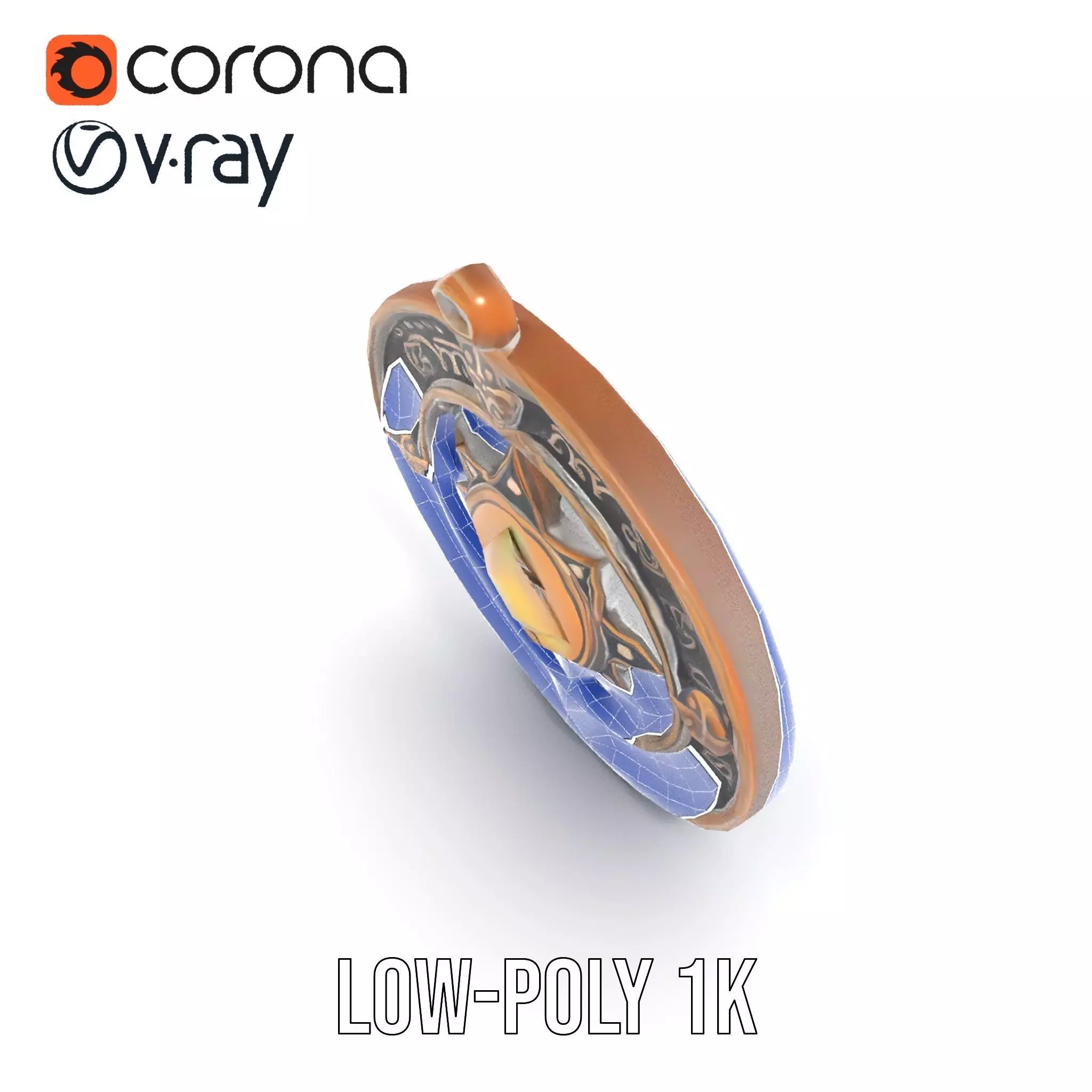 Antique Compass Amulet model pack Low-poly 3D model_18