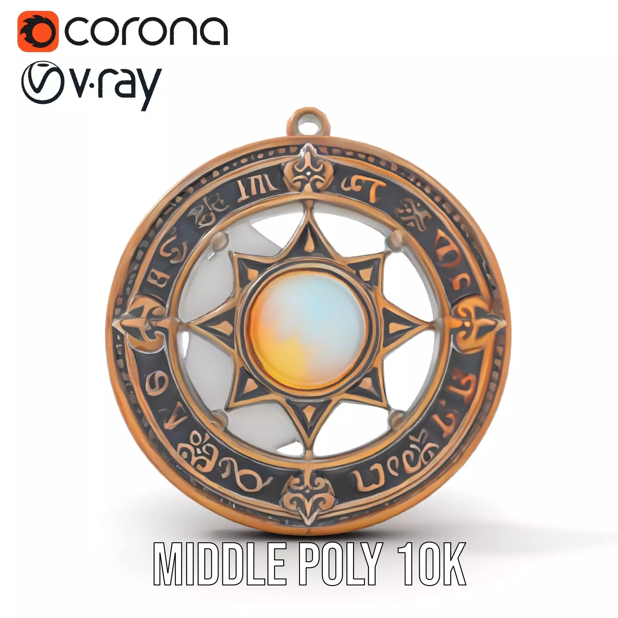 Antique Compass Amulet model pack Low-poly 3D model_20