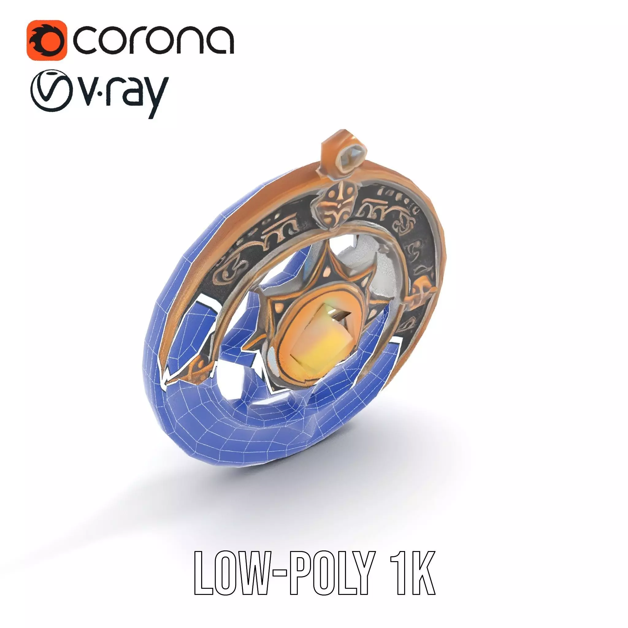 Antique Compass Amulet model pack Low-poly 3D model_27