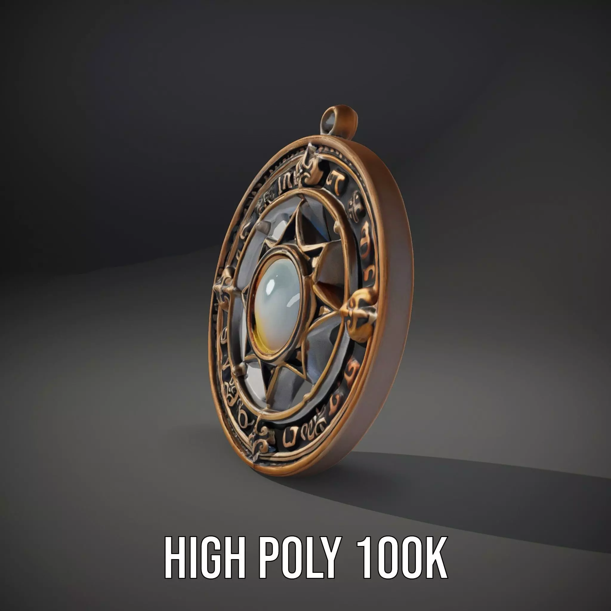Antique Compass Amulet model pack Low-poly 3D model_19