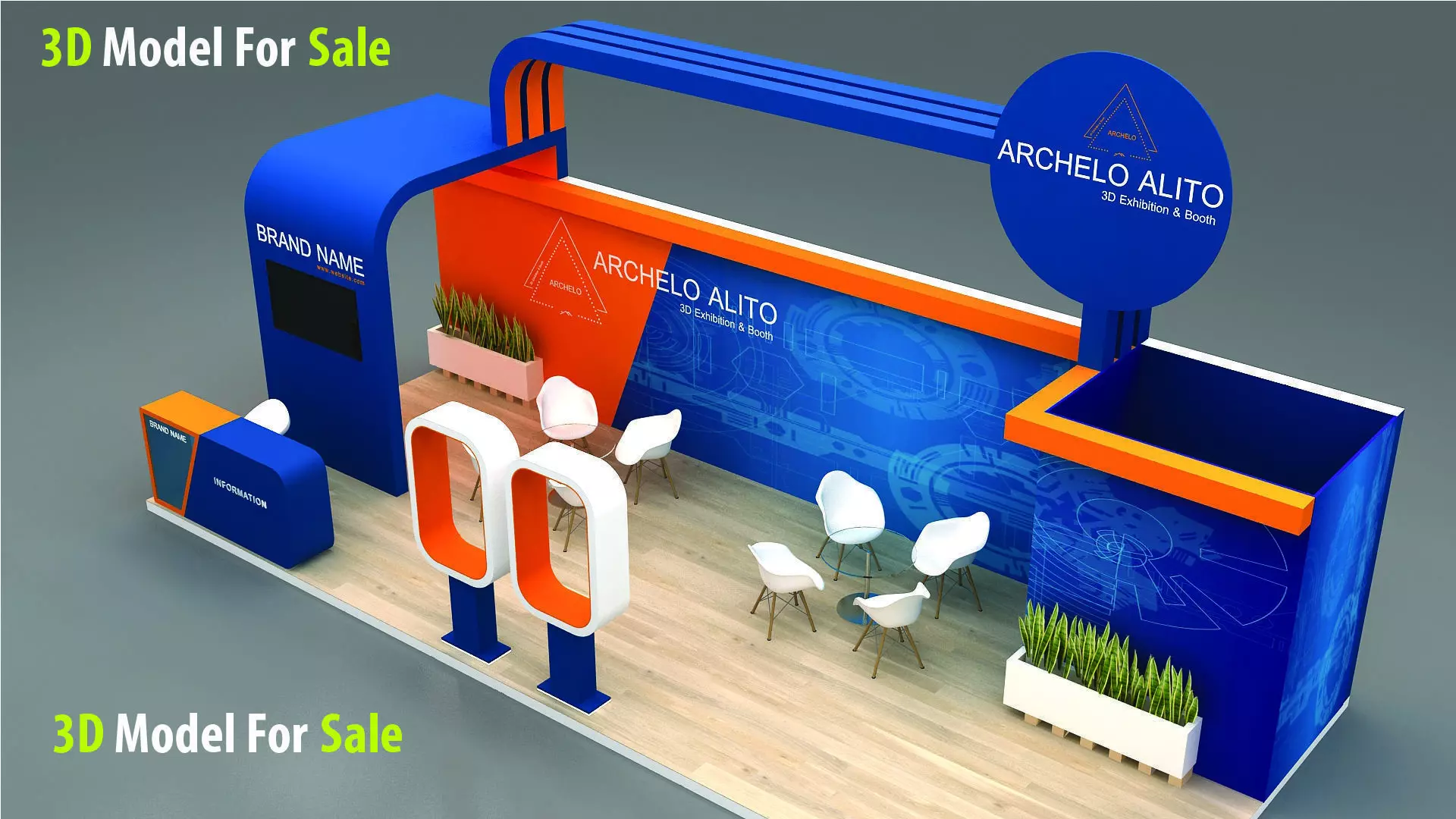exhibition kiosk 3d model 3D model_1