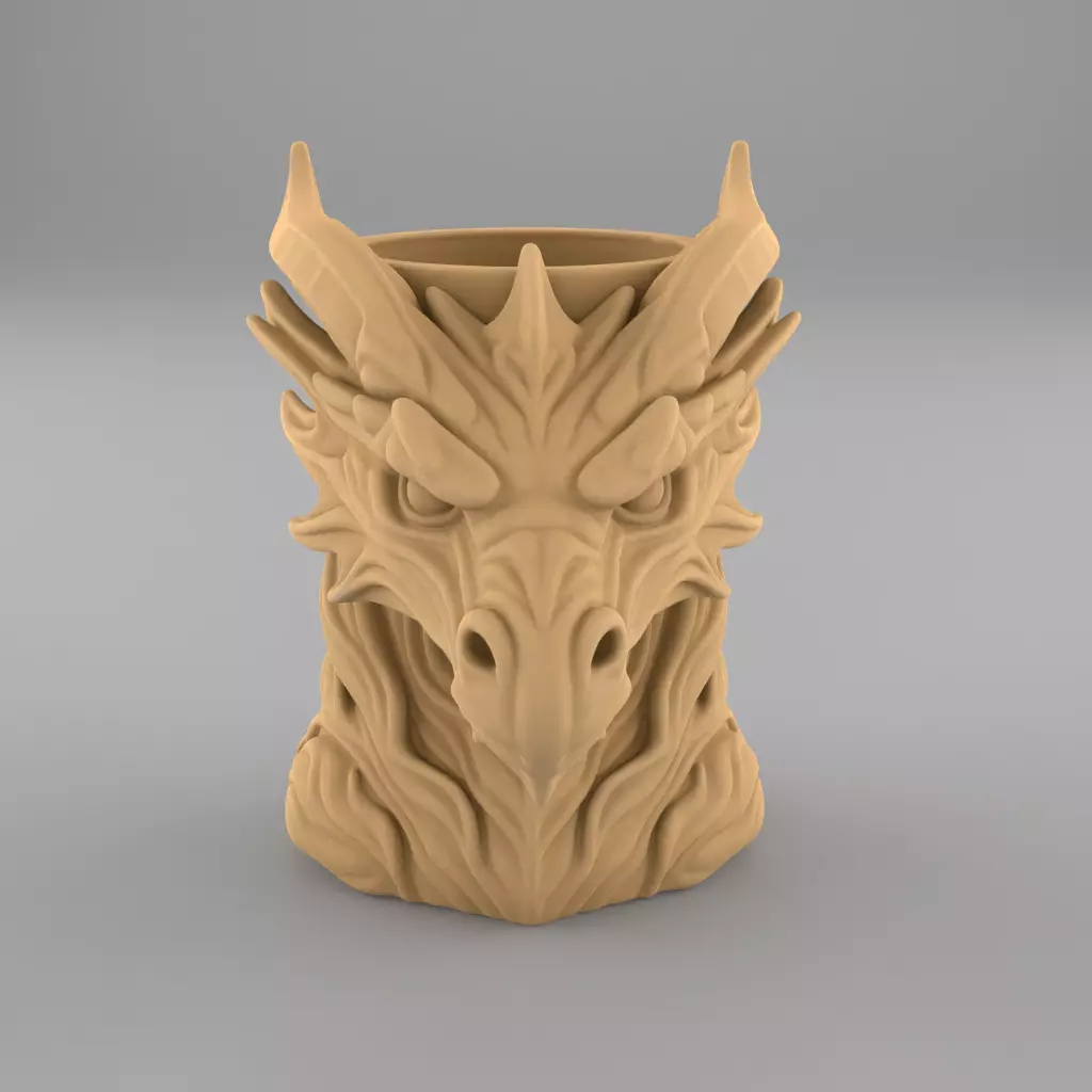 Dragon Head Planter Urn STL Fantasy Candle Candy Dish File 3D print model_1