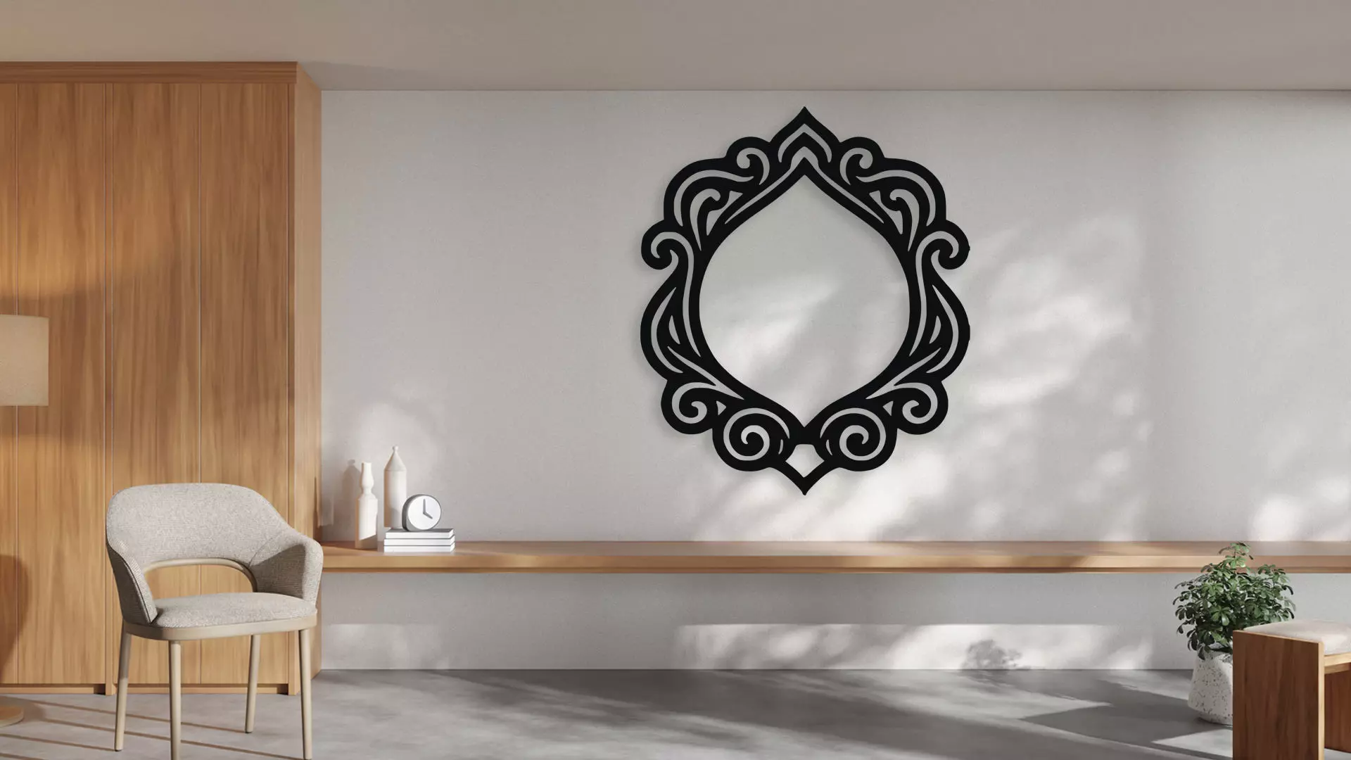 Ornate Decorative Scroll Frame Wall Art 3D model_1