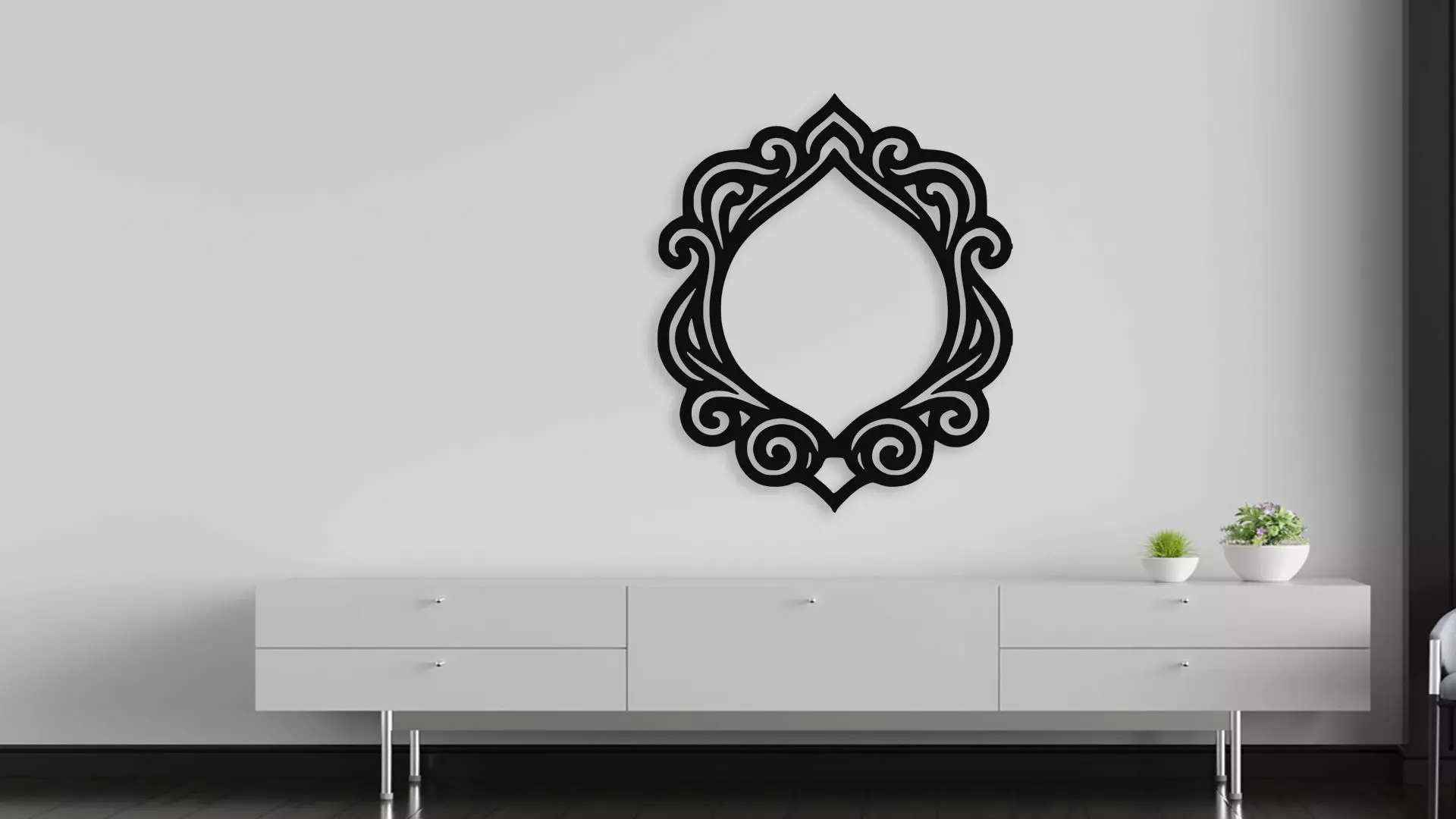 Ornate Decorative Scroll Frame Wall Art 3D model_5