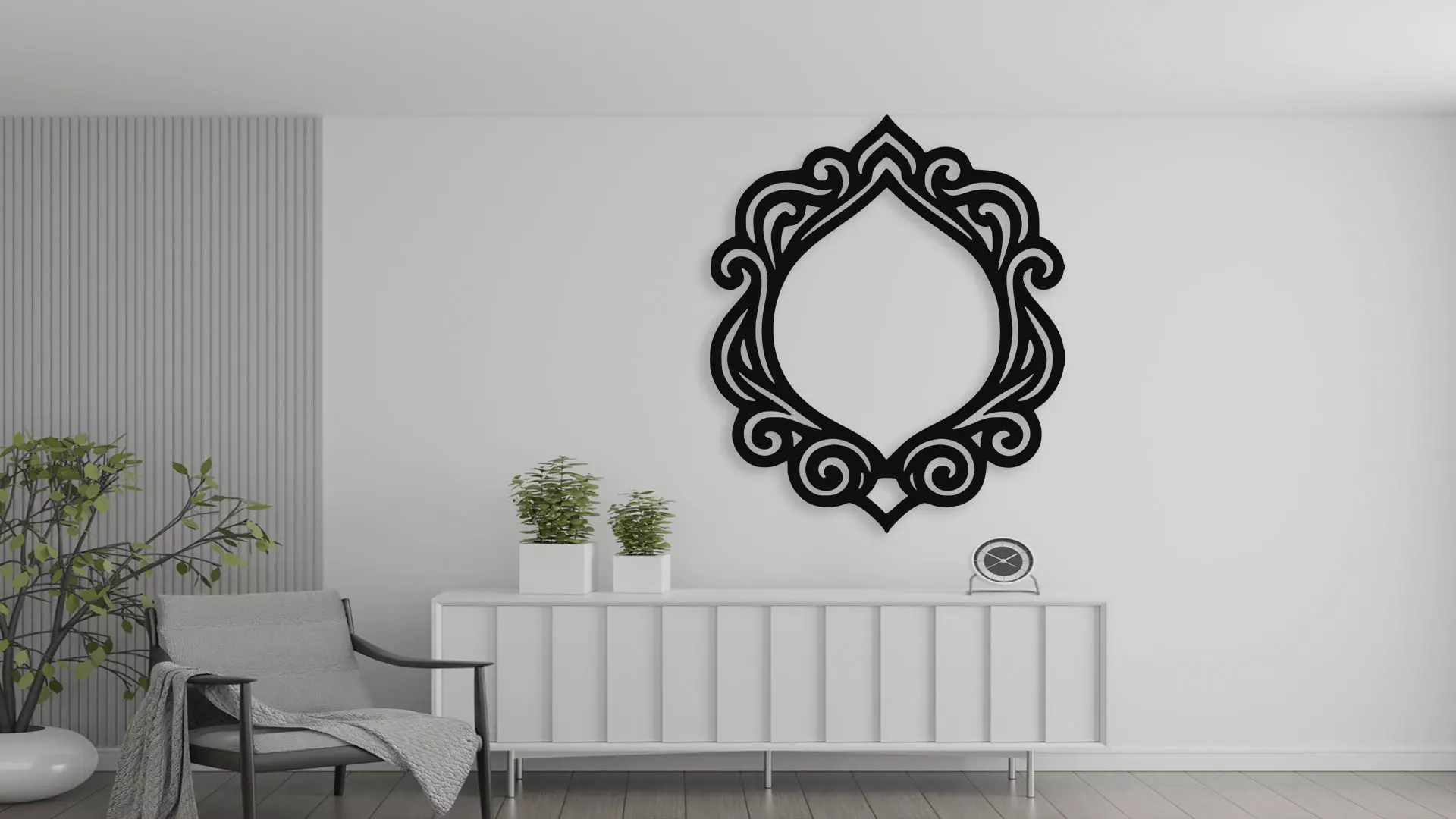 Ornate Decorative Scroll Frame Wall Art 3D model_2