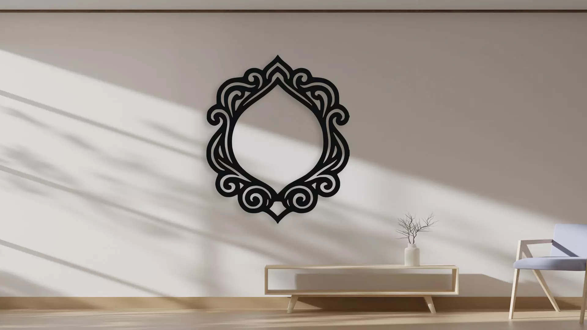 Ornate Decorative Scroll Frame Wall Art 3D model_4