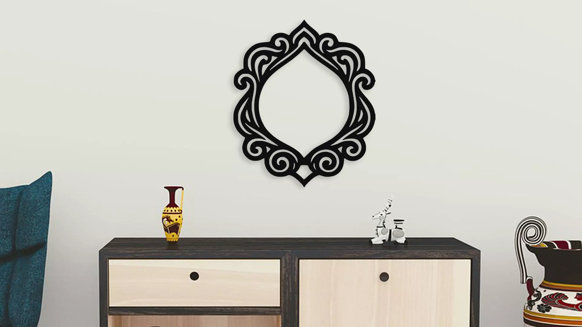 Ornate Decorative Scroll Frame Wall Art 3D model_3