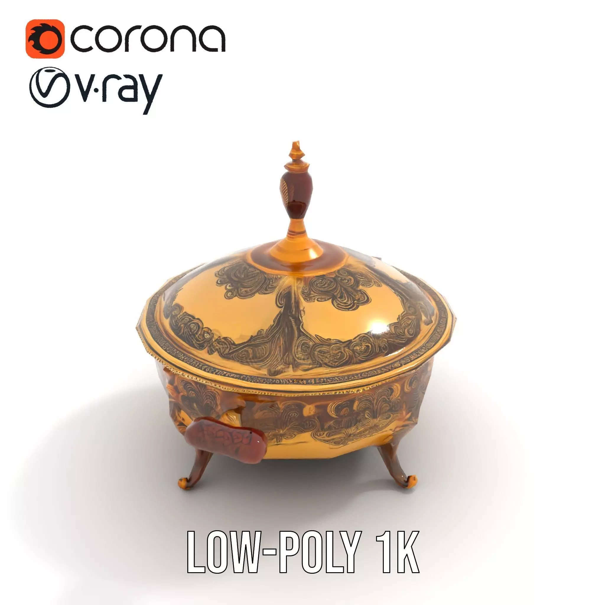 Ornate Gold Tureen model pack Low-poly 3D model_14