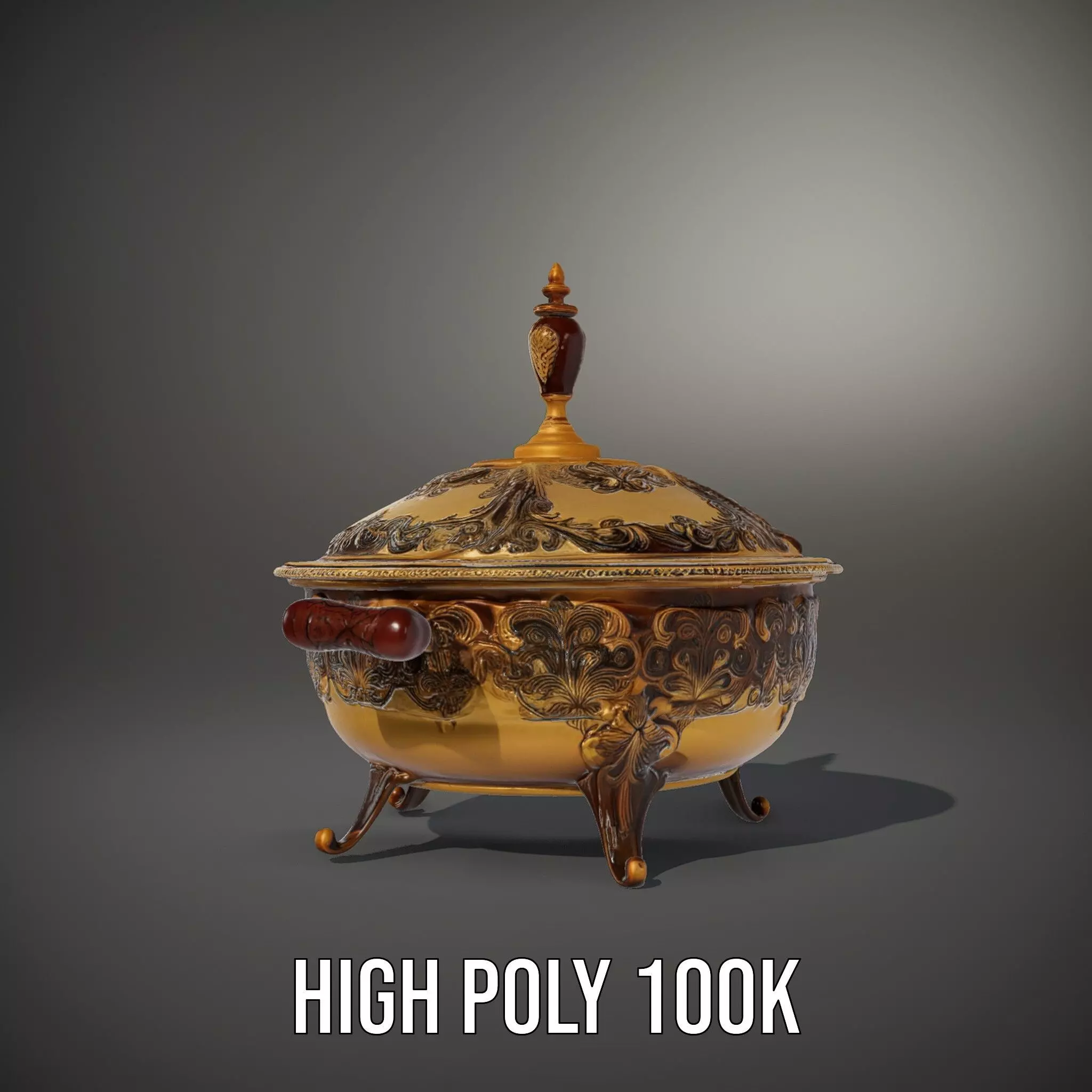 Ornate Gold Tureen model pack Low-poly 3D model_10