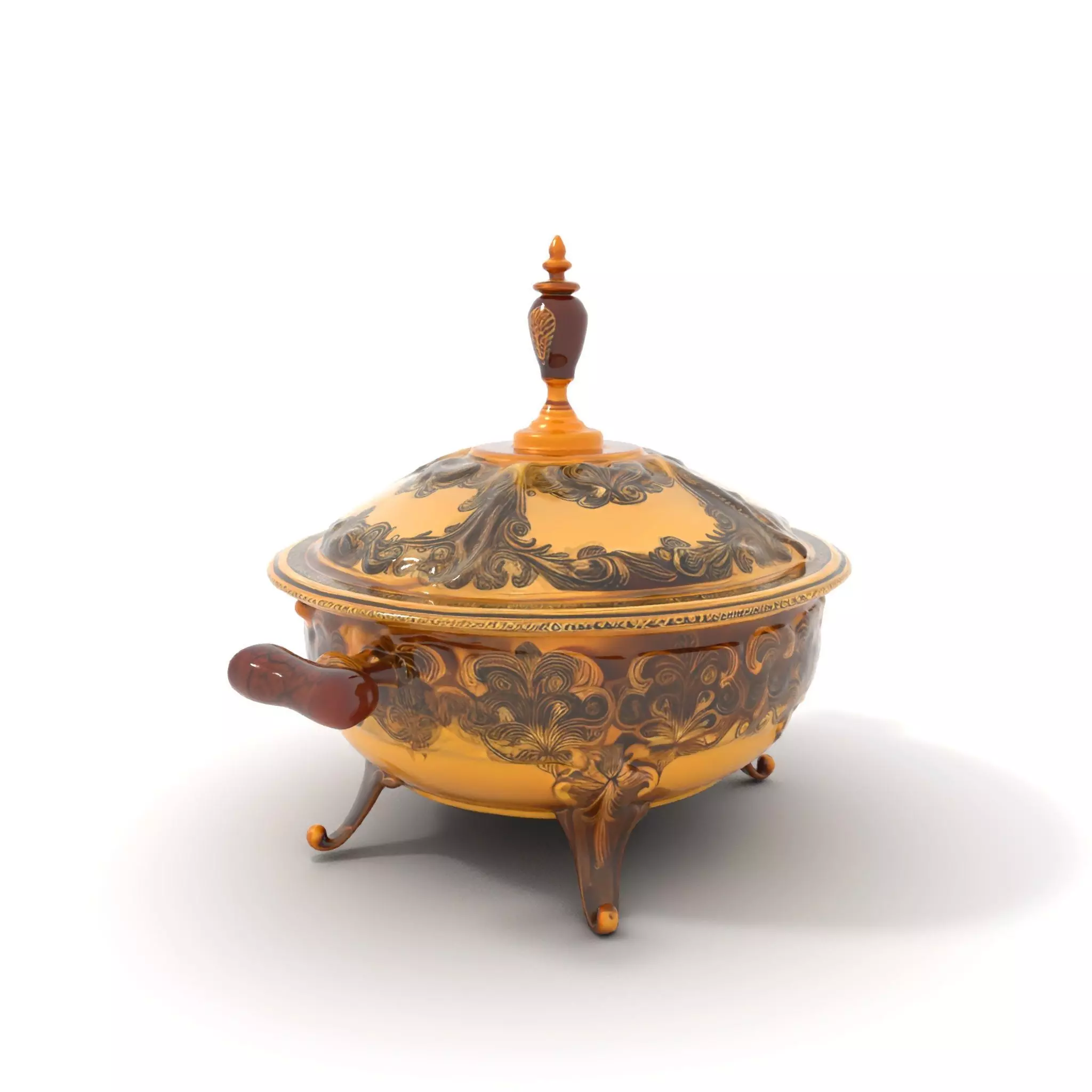 Ornate Gold Tureen model pack Low-poly 3D model_0