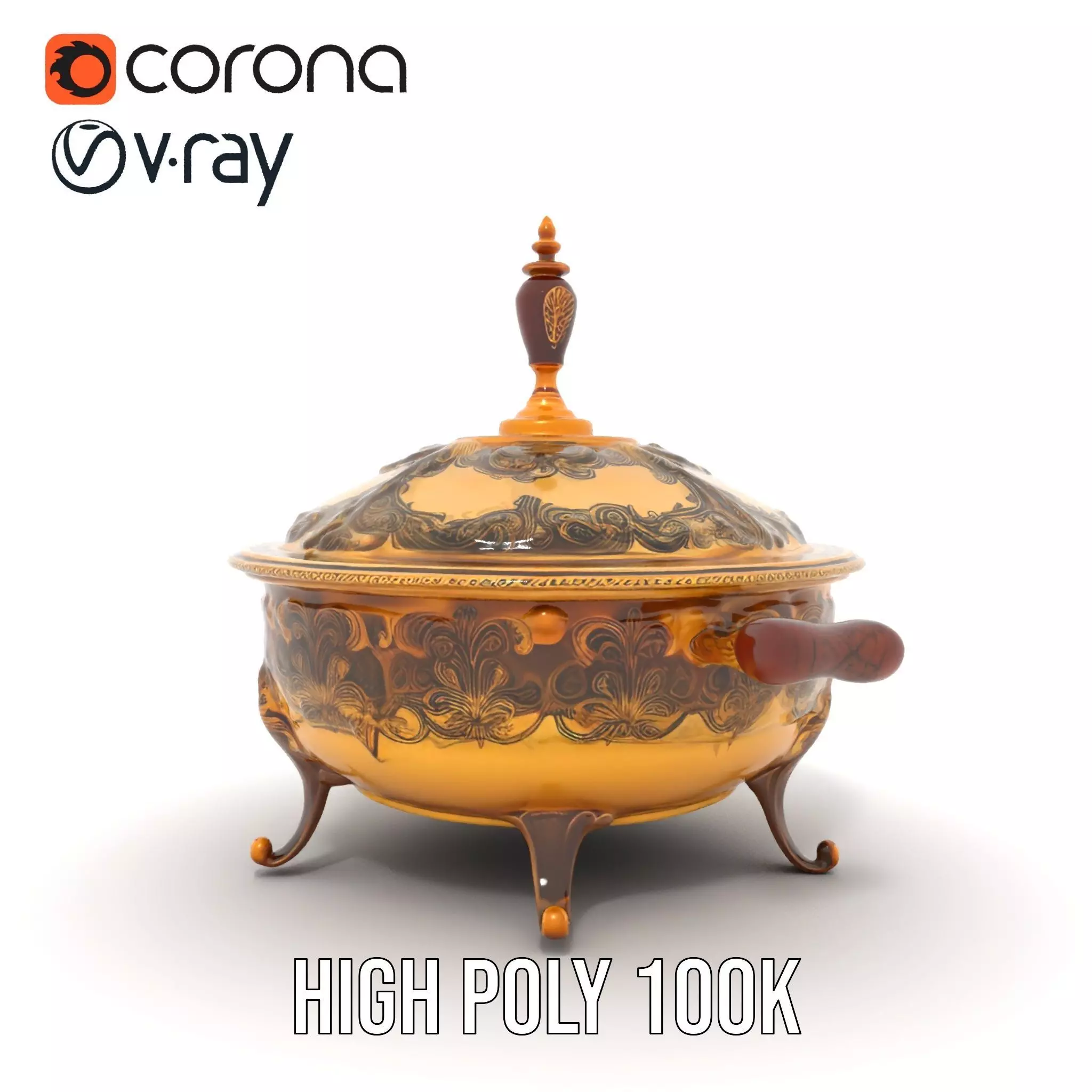 Ornate Gold Tureen model pack Low-poly 3D model_29