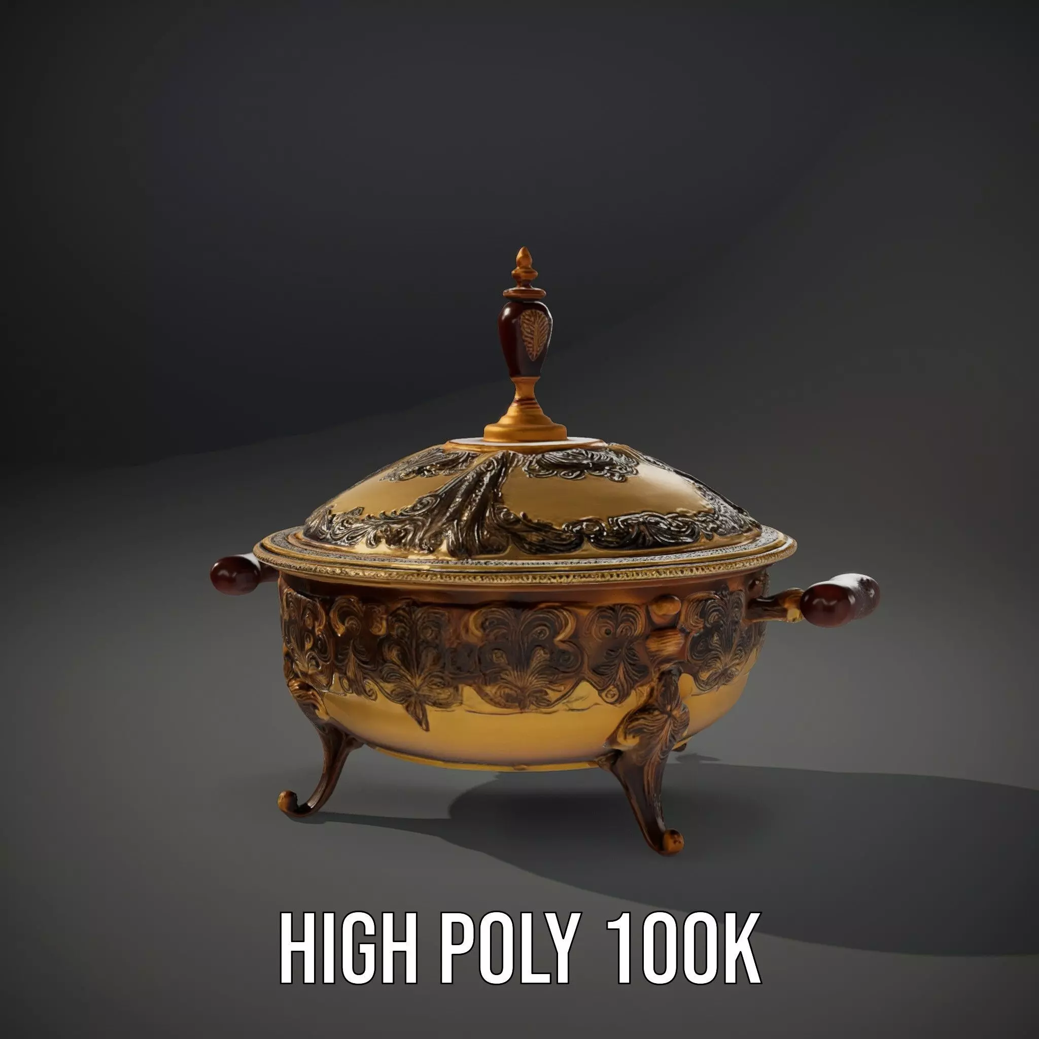 Ornate Gold Tureen model pack Low-poly 3D model_8