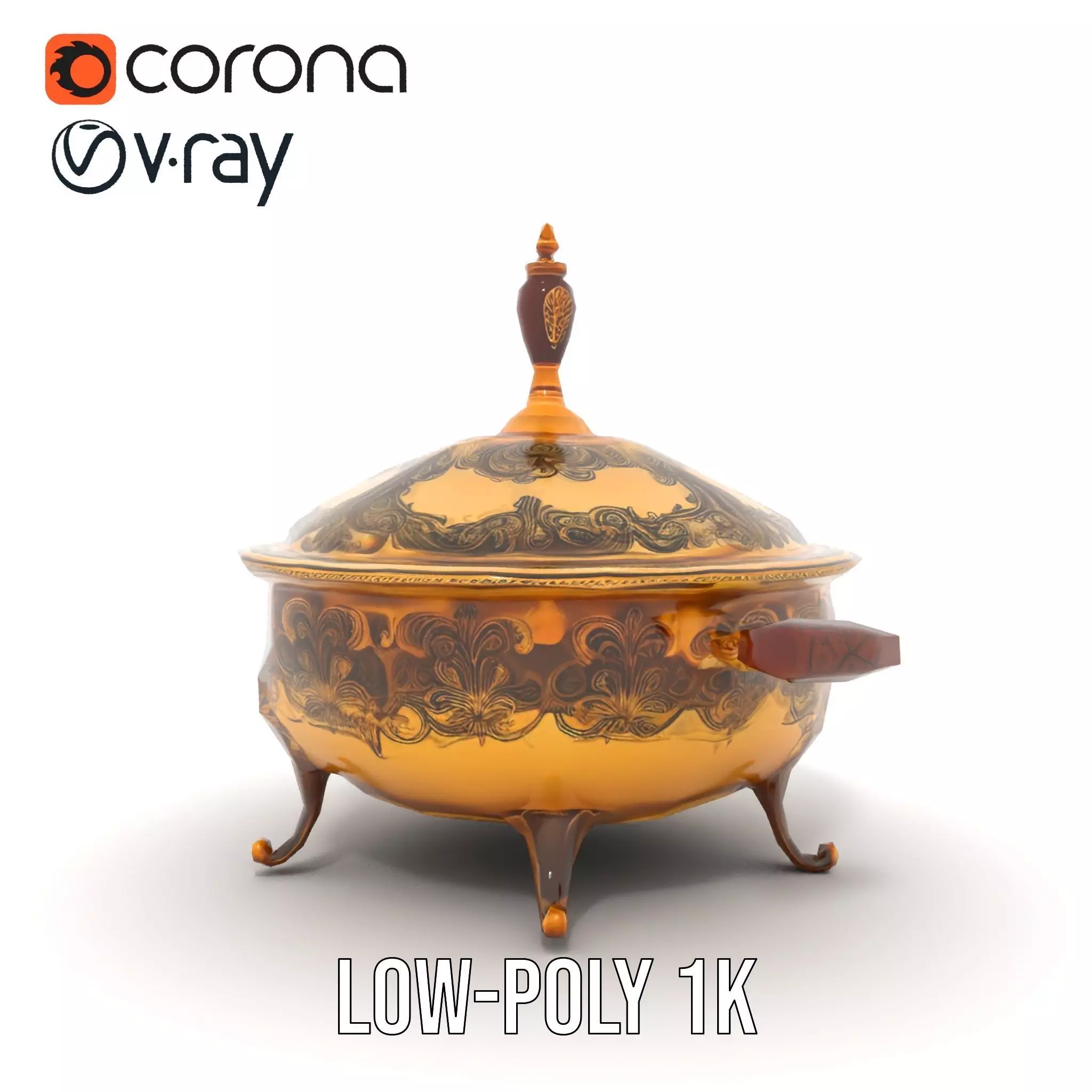 Ornate Gold Tureen model pack Low-poly 3D model_12