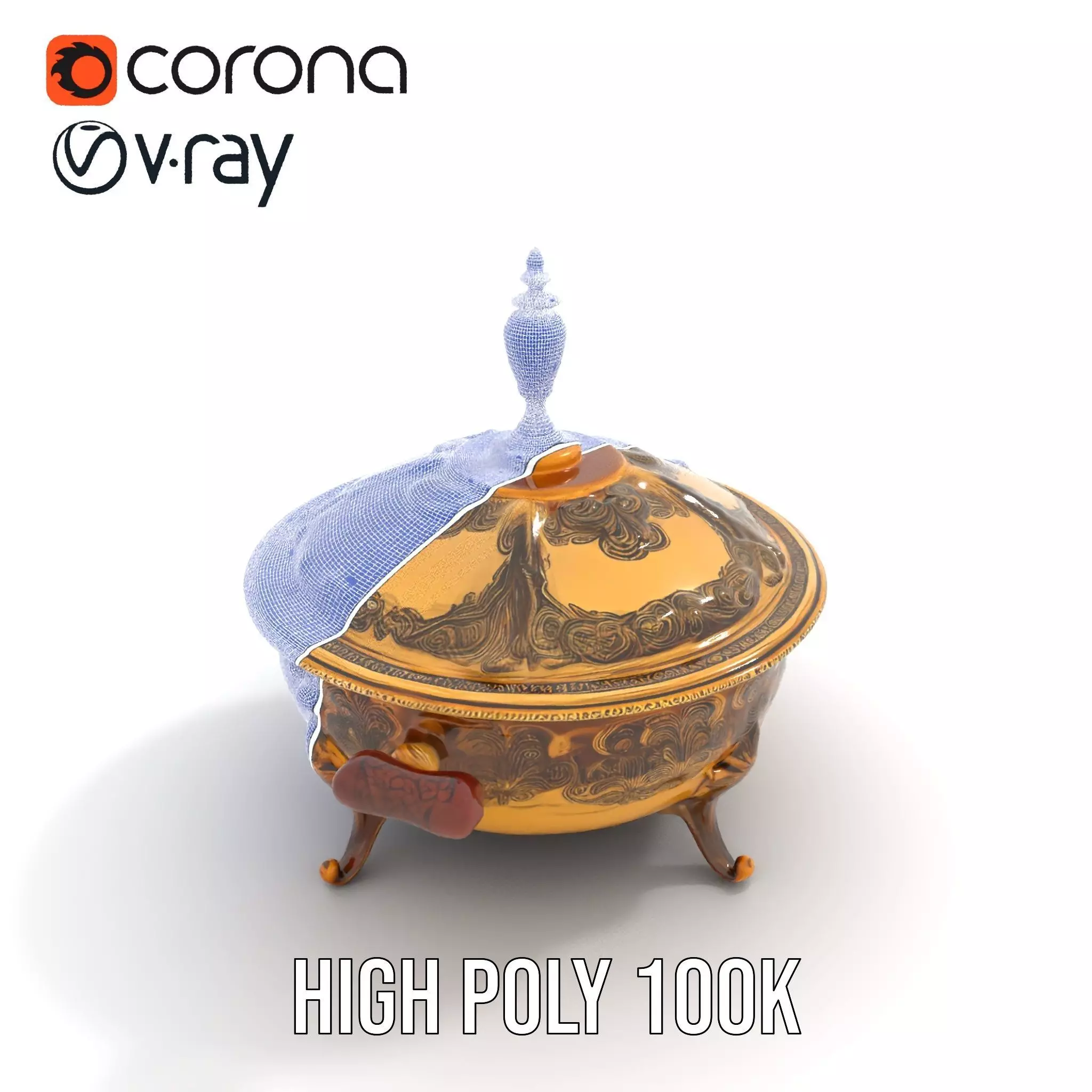 Ornate Gold Tureen model pack Low-poly 3D model_23
