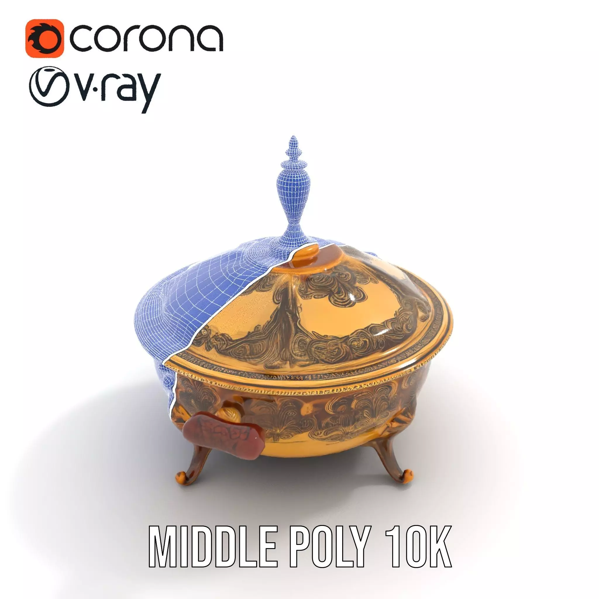 Ornate Gold Tureen model pack Low-poly 3D model_13
