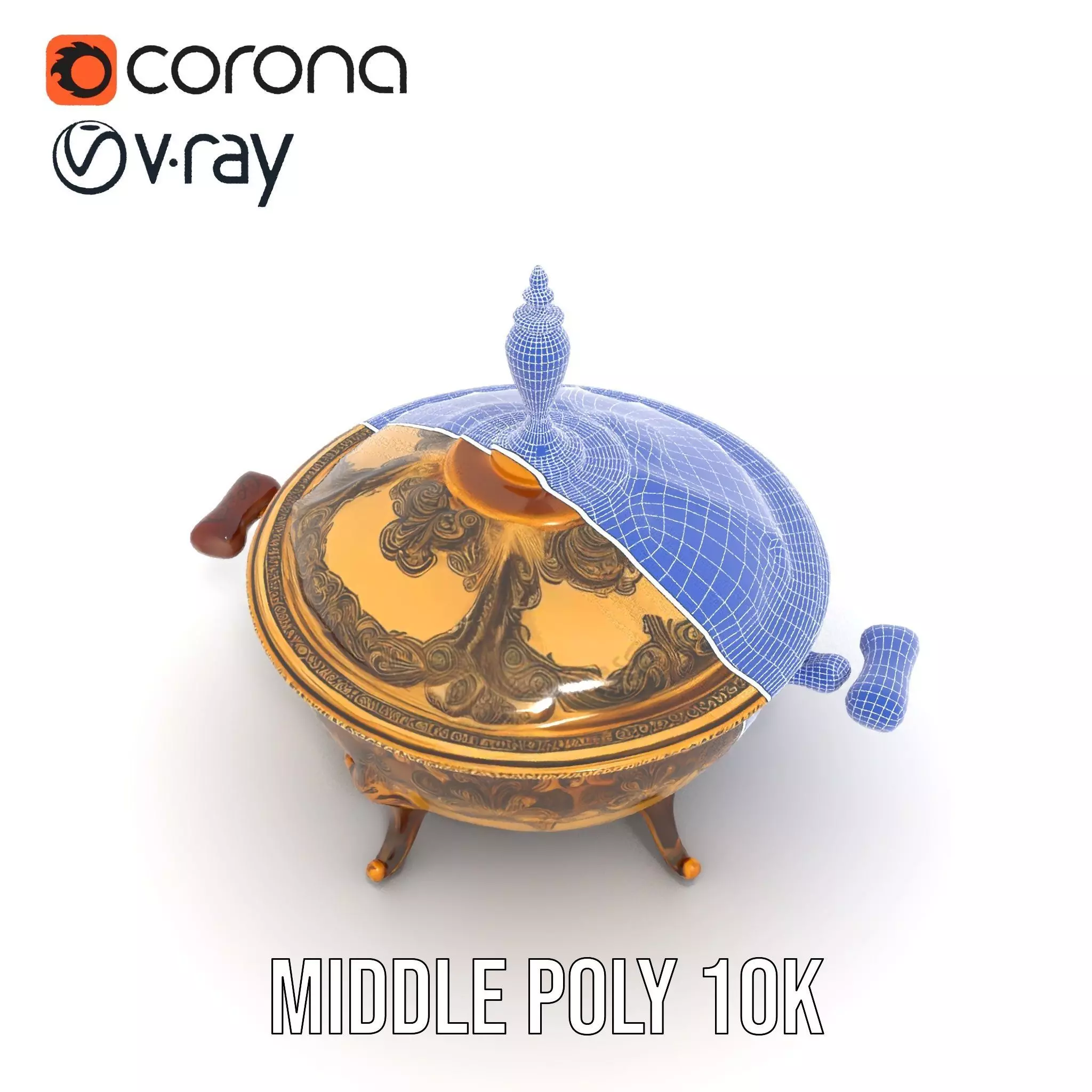 Ornate Gold Tureen model pack Low-poly 3D model_24