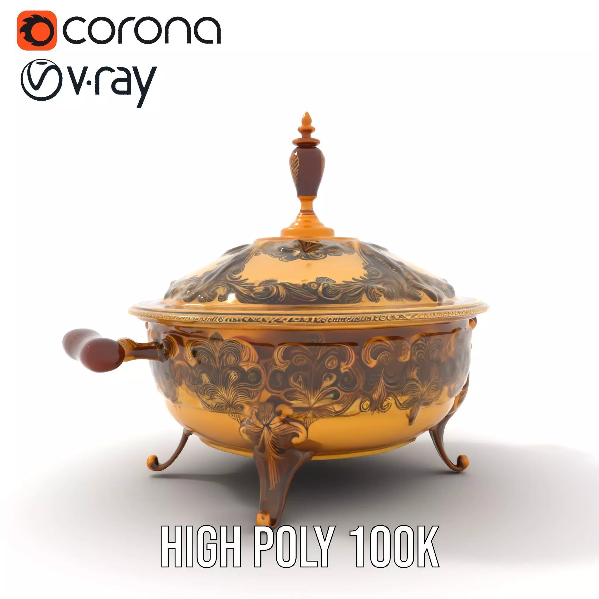 Ornate Gold Tureen model pack Low-poly 3D model_32