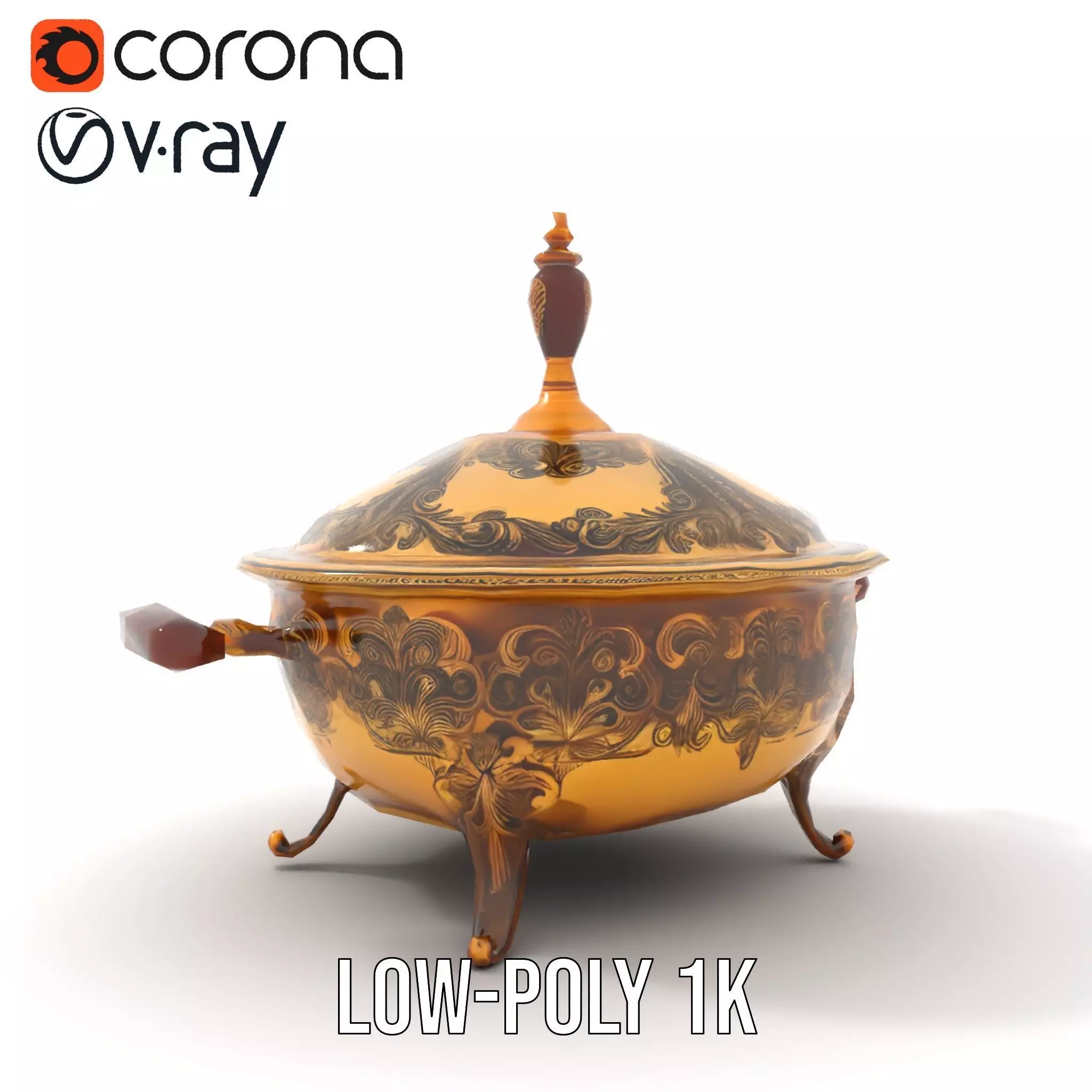 Ornate Gold Tureen model pack Low-poly 3D model_19