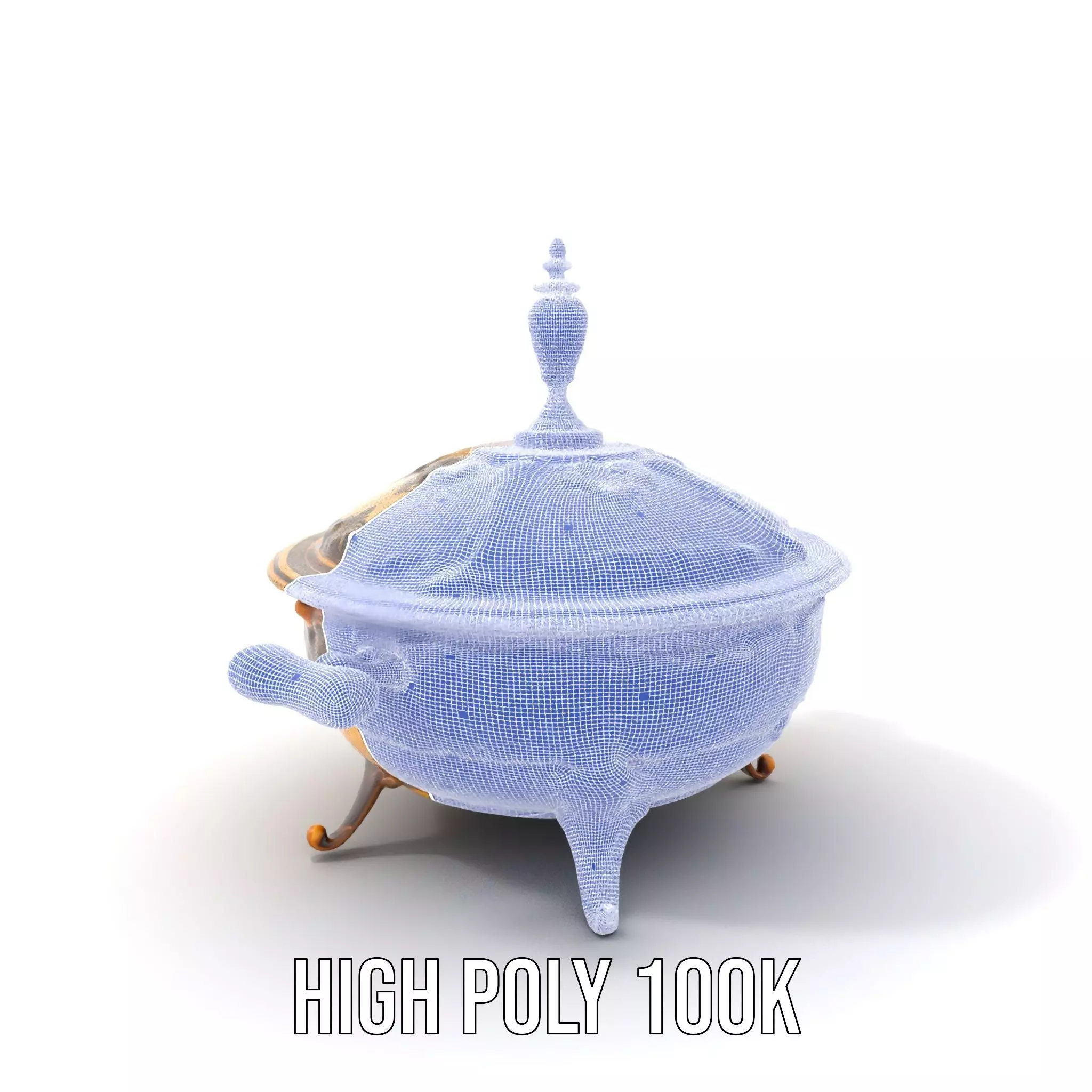 Ornate Gold Tureen model pack Low-poly 3D model_4