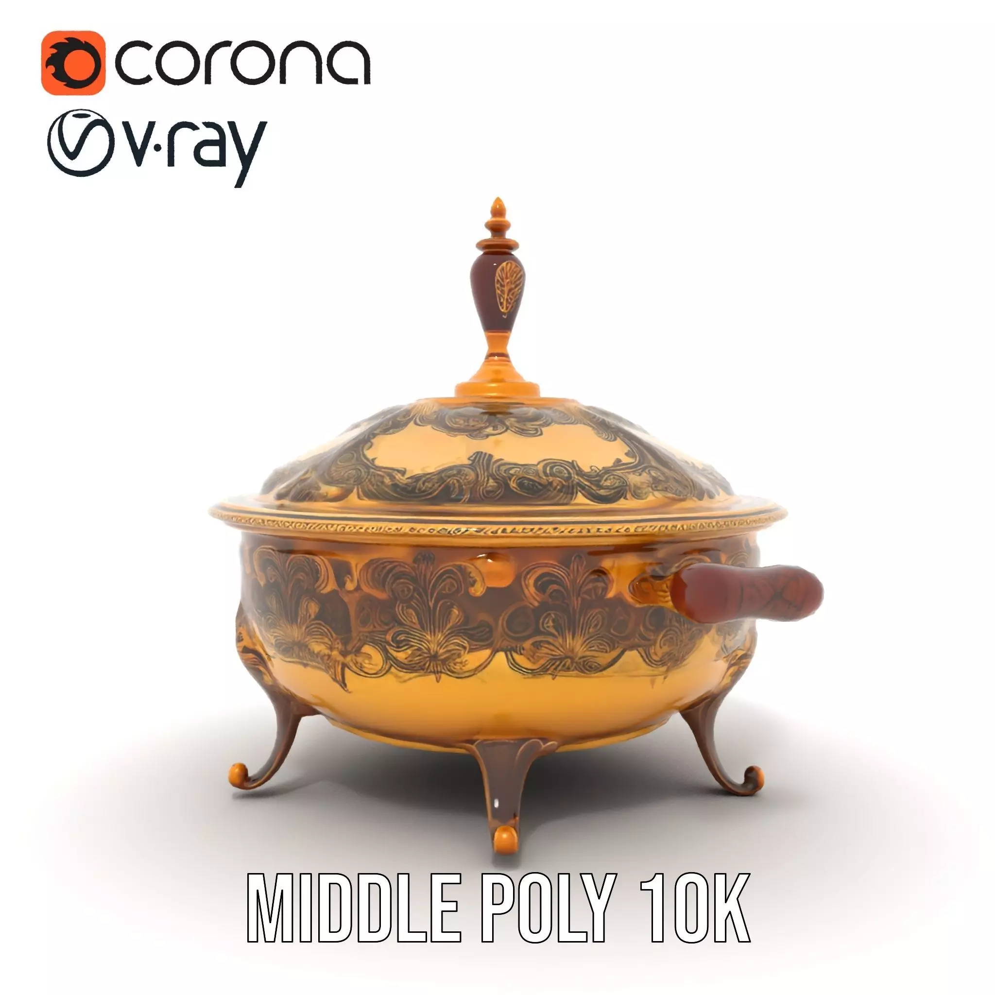 Ornate Gold Tureen model pack Low-poly 3D model_21