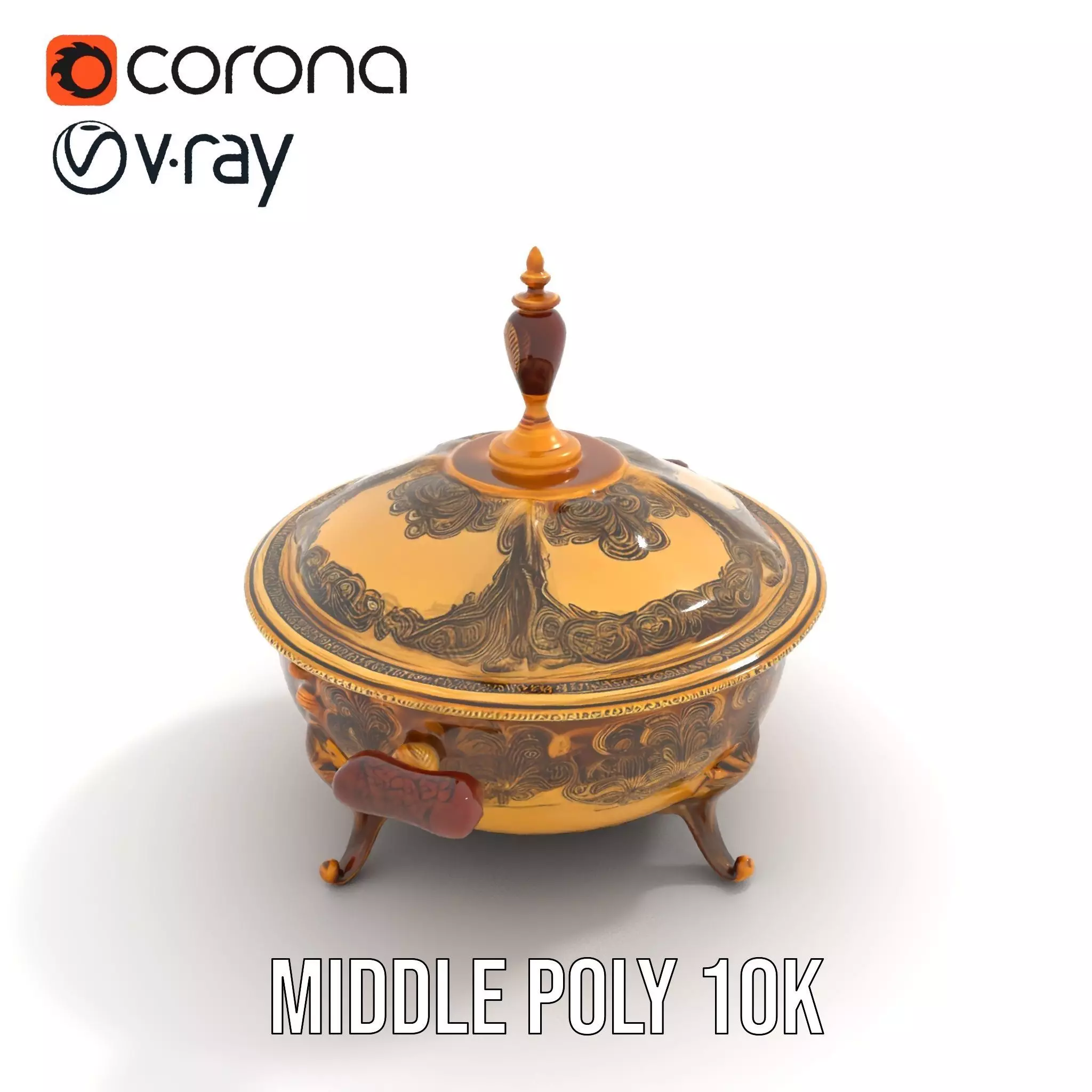 Ornate Gold Tureen model pack Low-poly 3D model_18