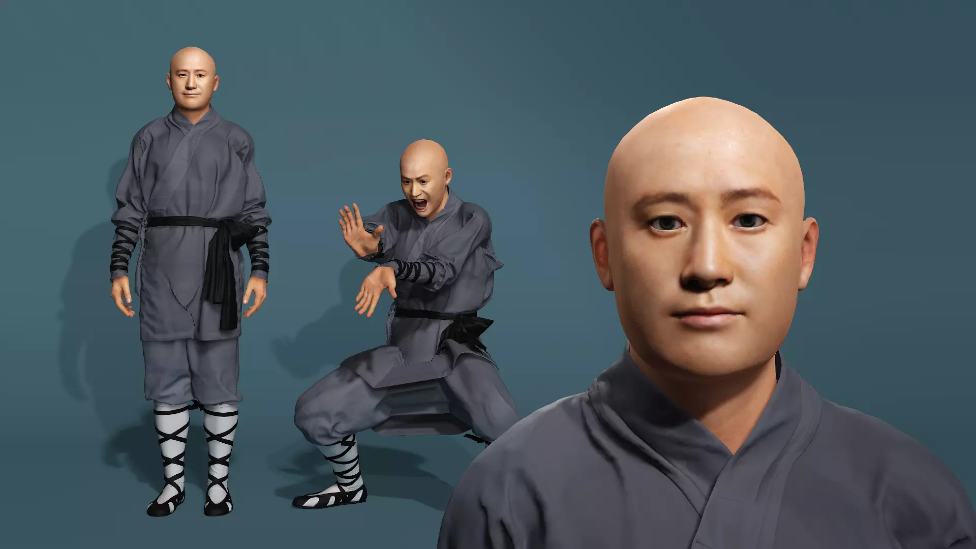 Asian Realistic Shaolin Monk Character Model Jason Wu Inspired 3D model_0