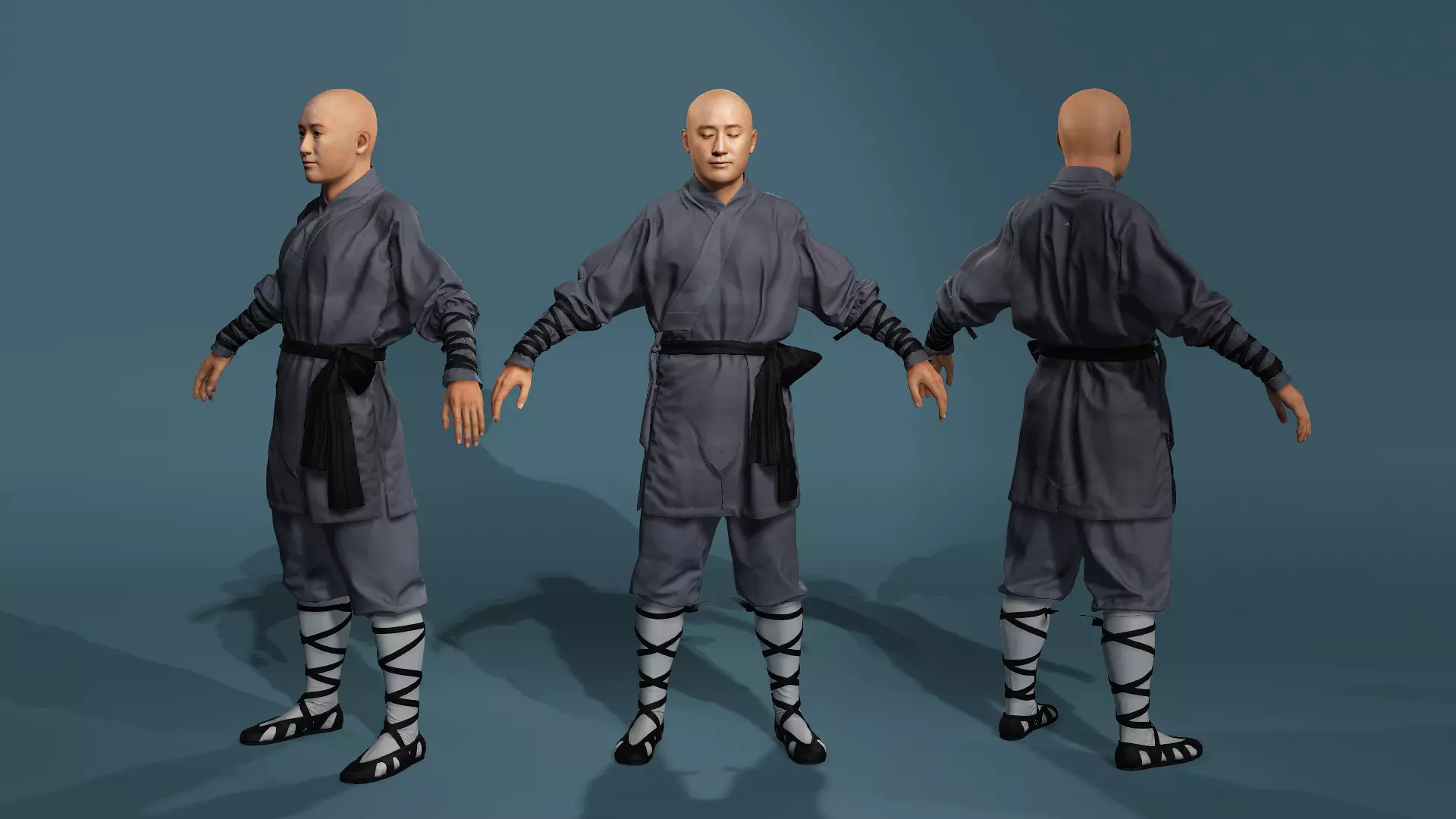 Asian Realistic Shaolin Monk Character Model Jason Wu Inspired 3D model_1