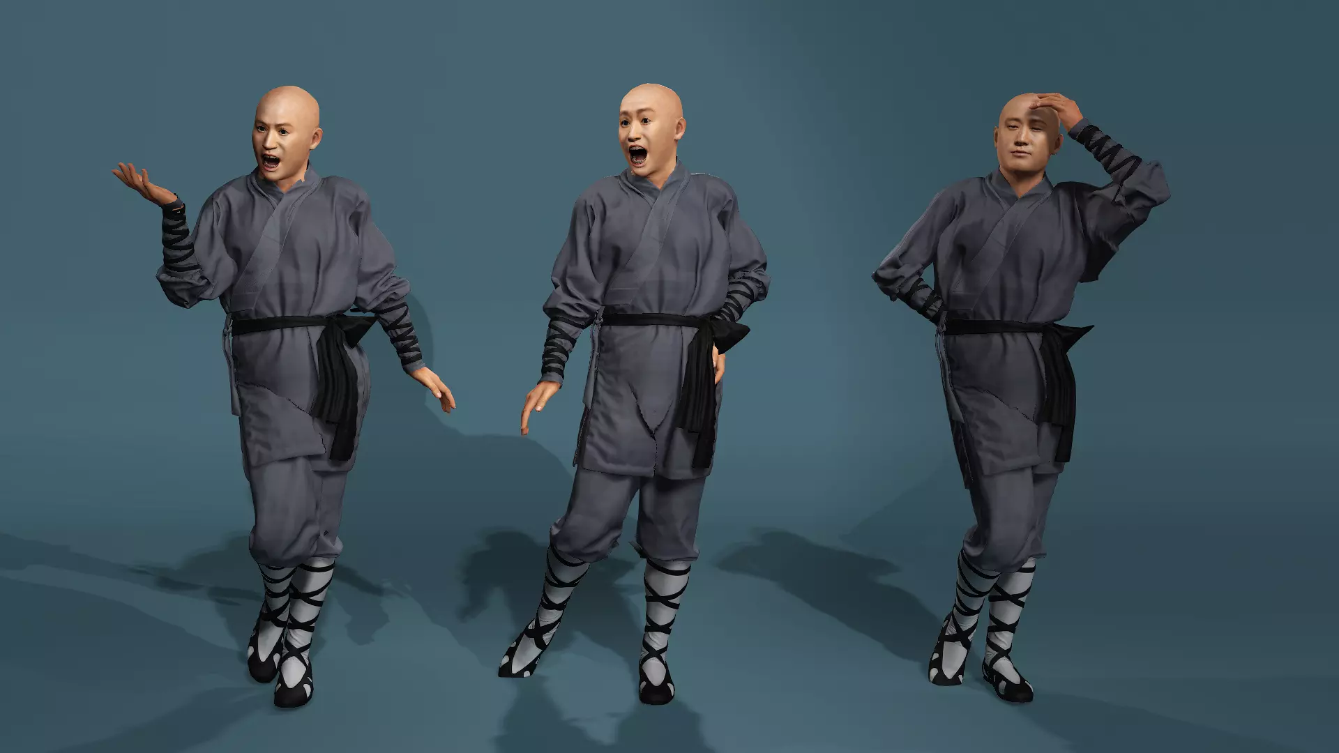 Asian Realistic Shaolin Monk Character Model Jason Wu Inspired 3D model_2