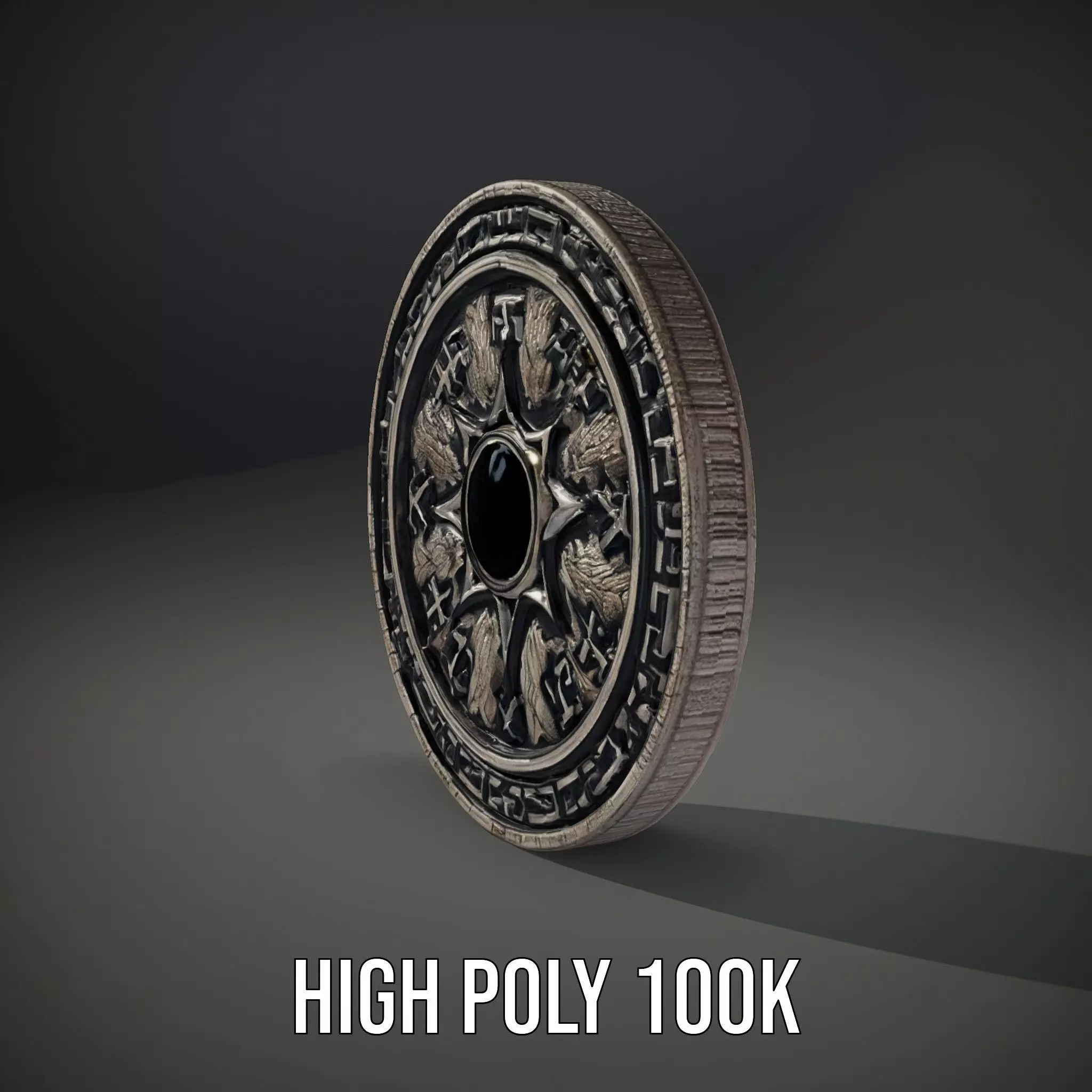 Ornate Silver Medallion model pack Low-poly 3D model_32