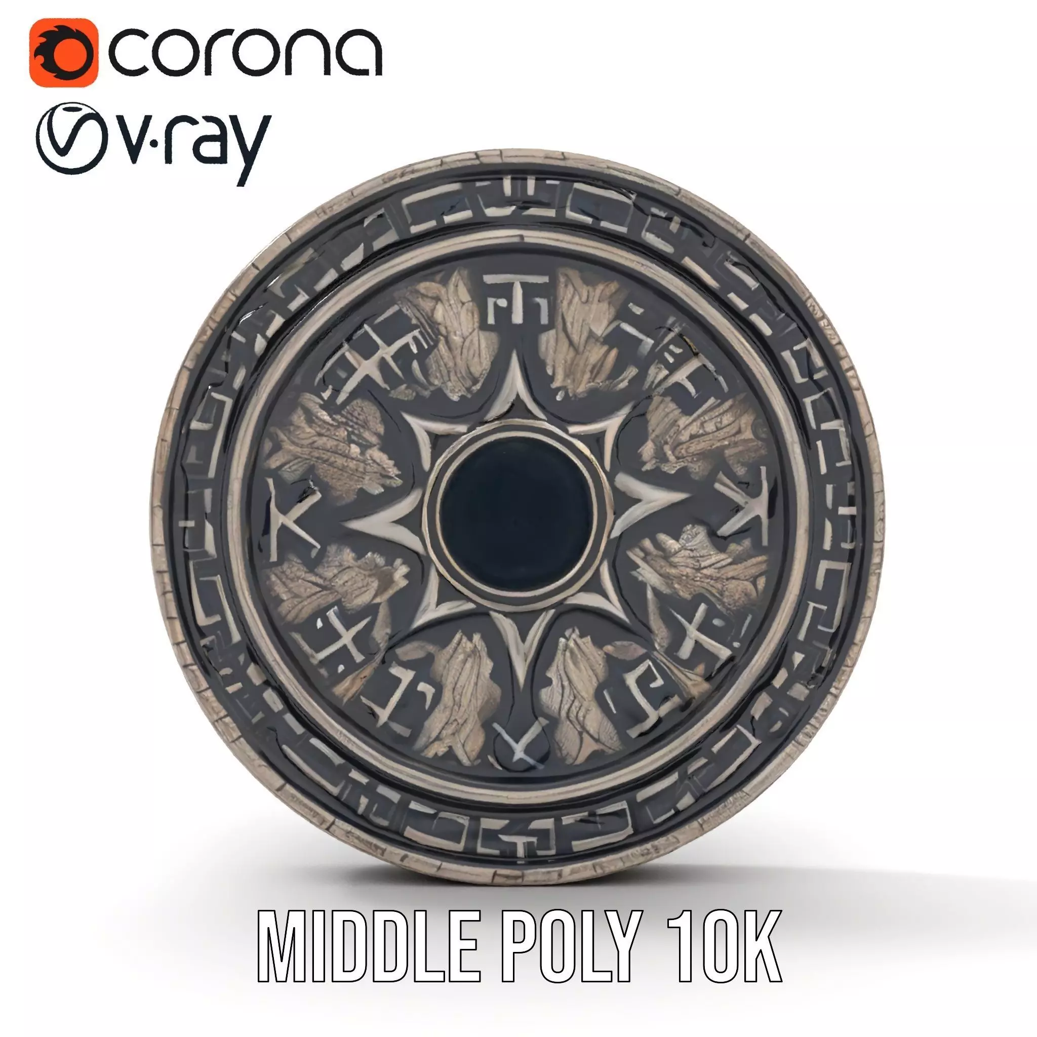 Ornate Silver Medallion model pack Low-poly 3D model_5