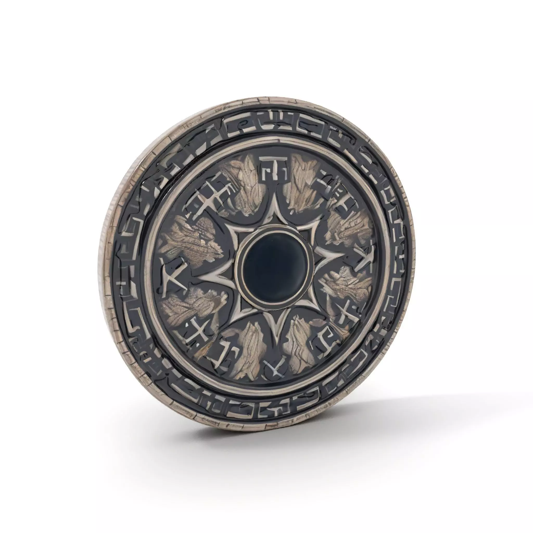 Ornate Silver Medallion model pack Low-poly 3D model_0