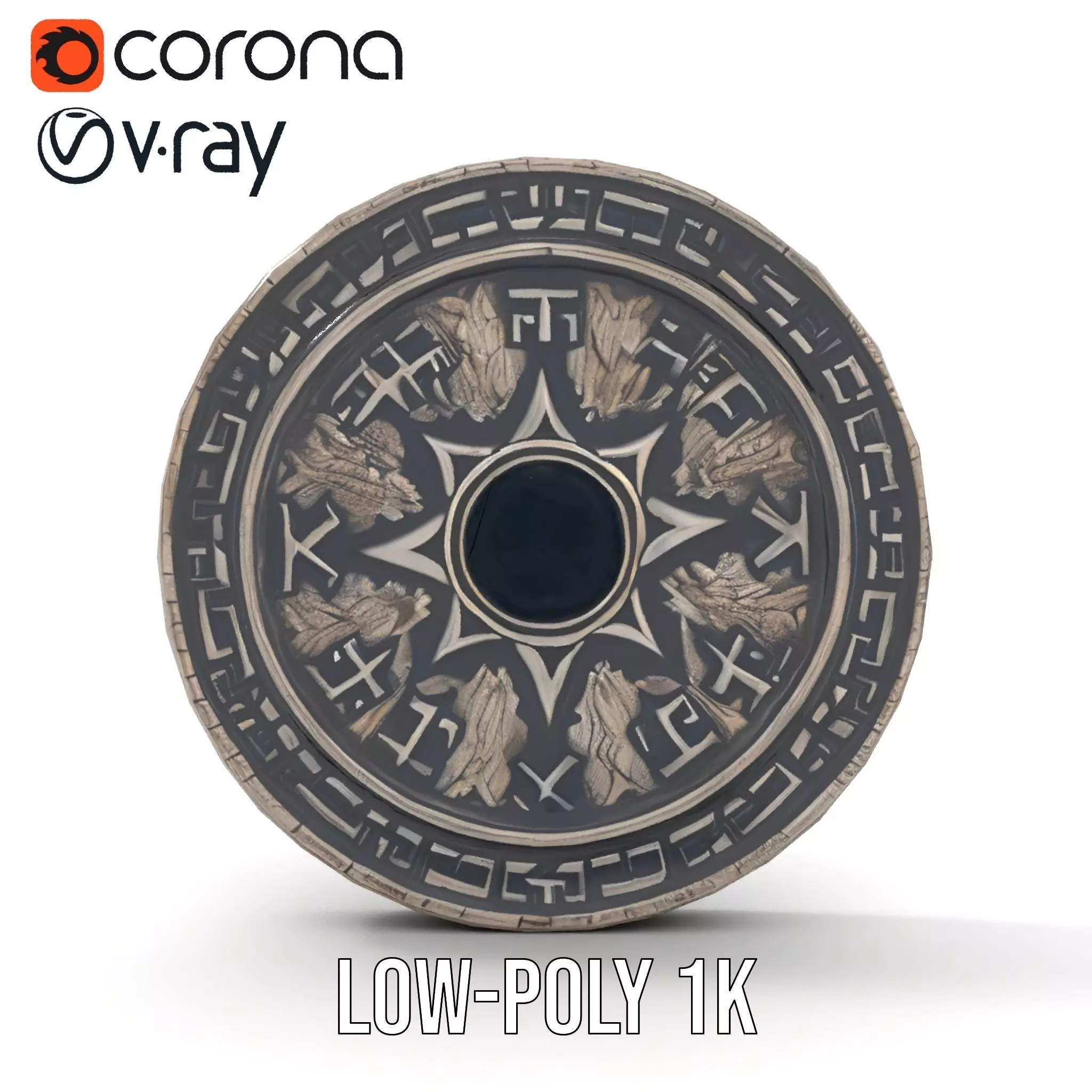 Ornate Silver Medallion model pack Low-poly 3D model_19