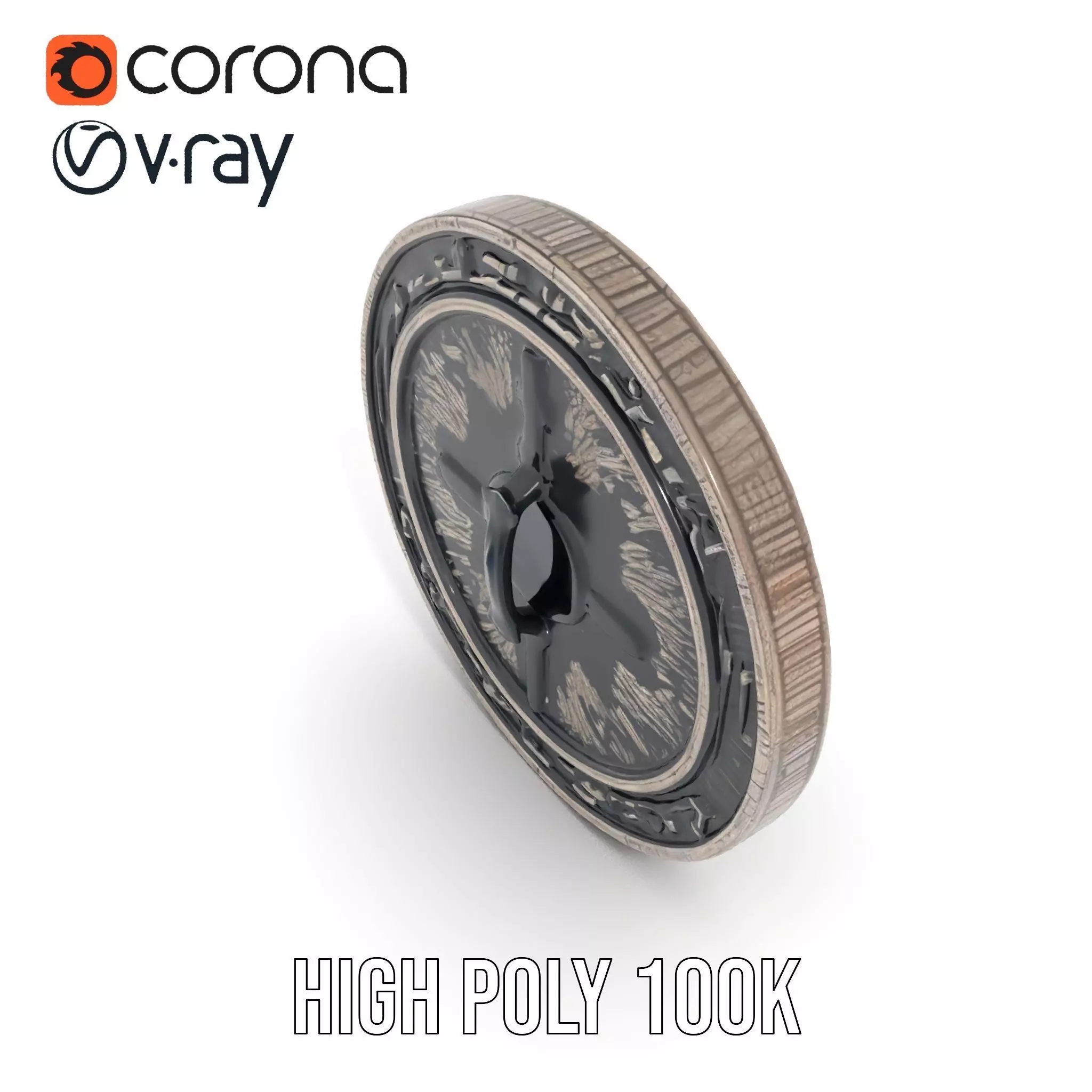 Ornate Silver Medallion model pack Low-poly 3D model_12