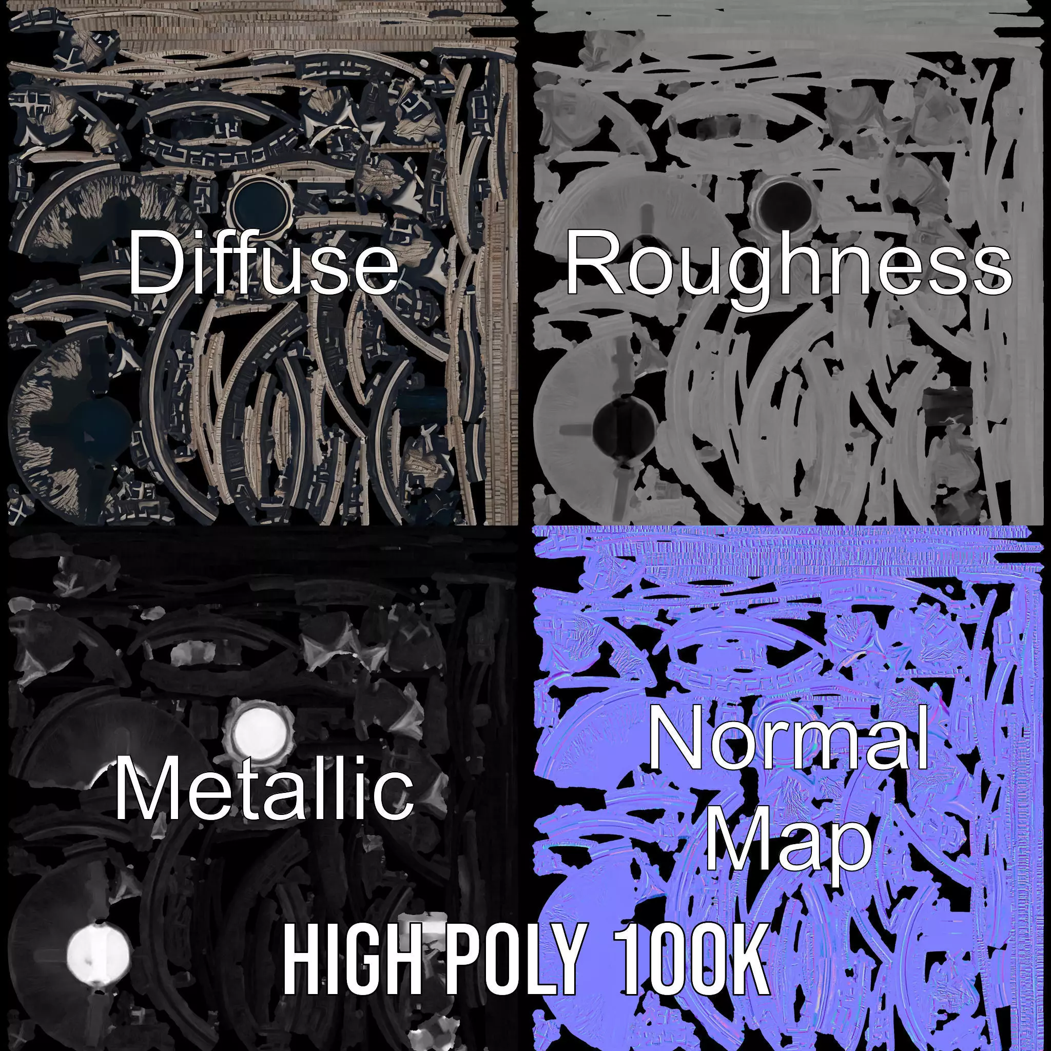 Ornate Silver Medallion model pack Low-poly 3D model_3