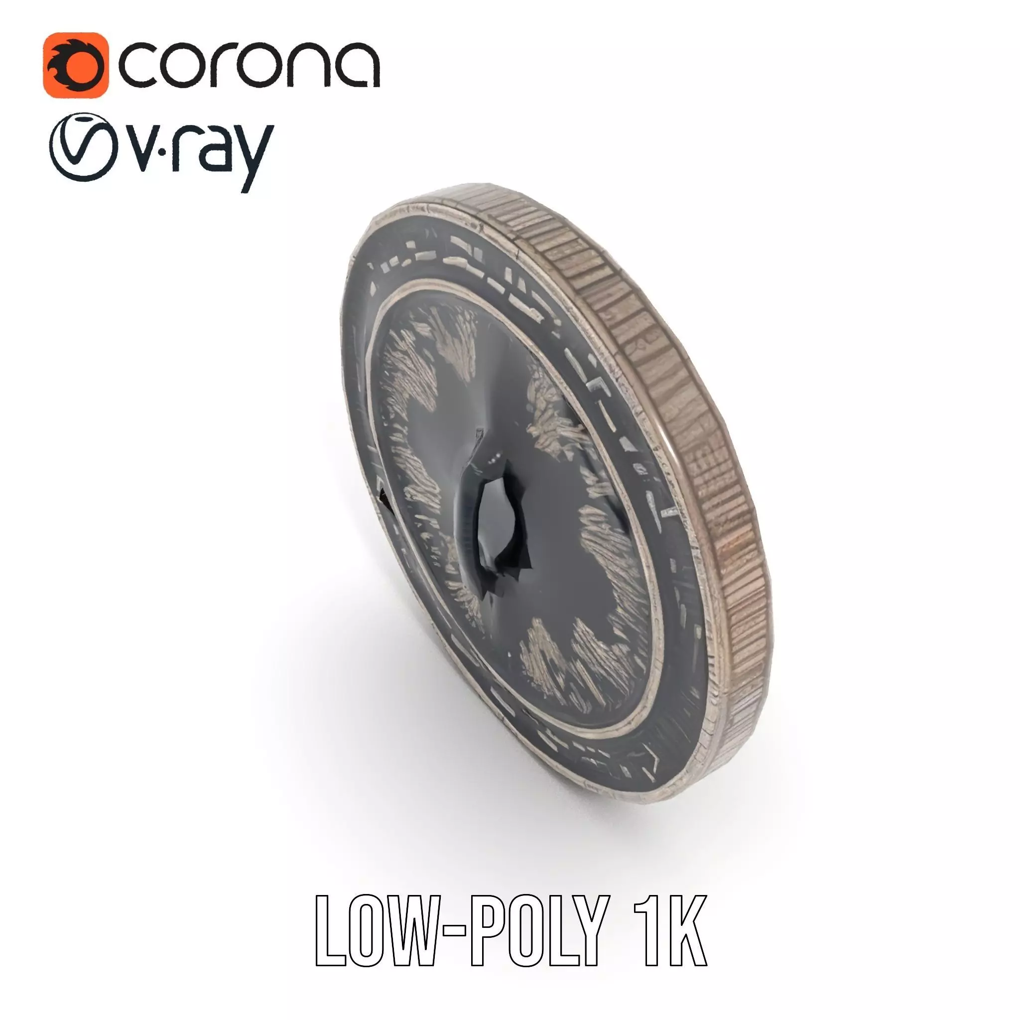 Ornate Silver Medallion model pack Low-poly 3D model_16