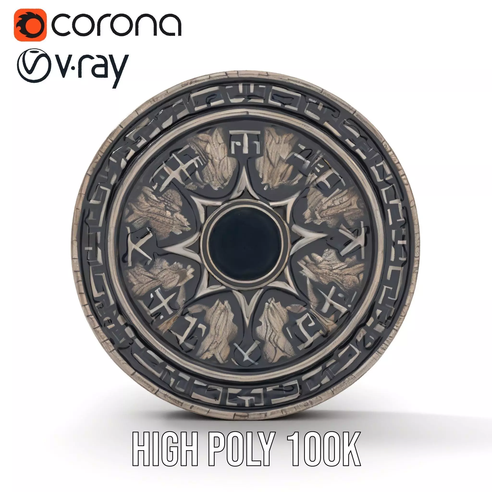 Ornate Silver Medallion model pack Low-poly 3D model_9