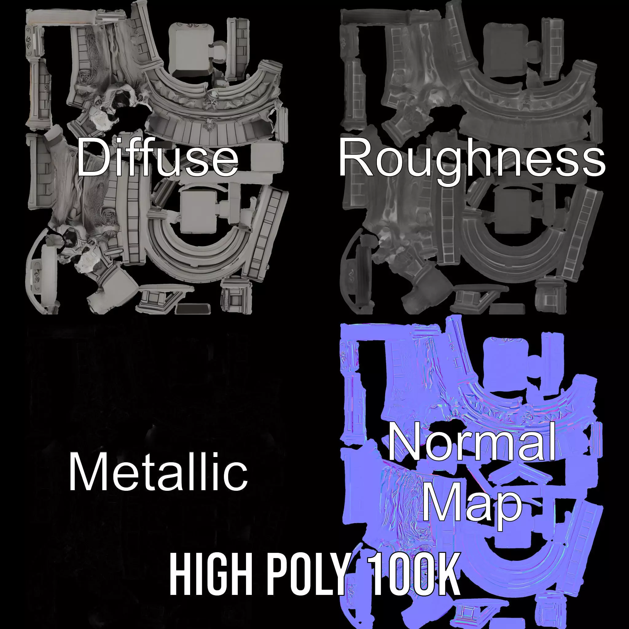 Gothic Archway Horror model pack Low-poly 3D model_3