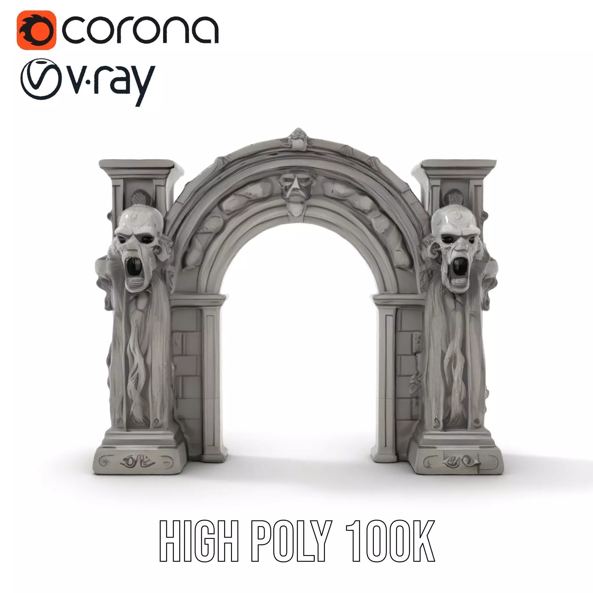 Gothic Archway Horror model pack Low-poly 3D model_23