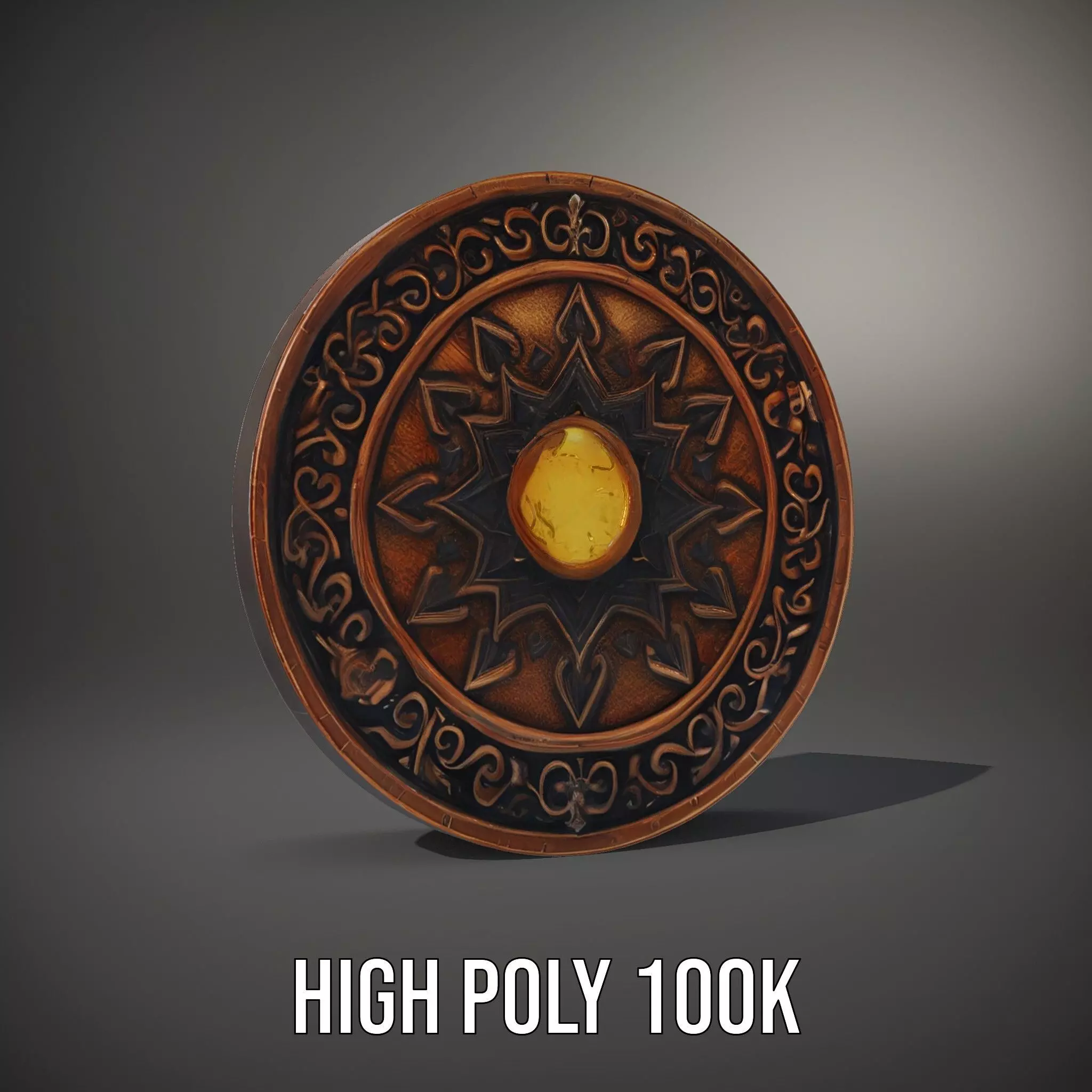 Ornate Bronze Shield model pack Low-poly 3D model_8