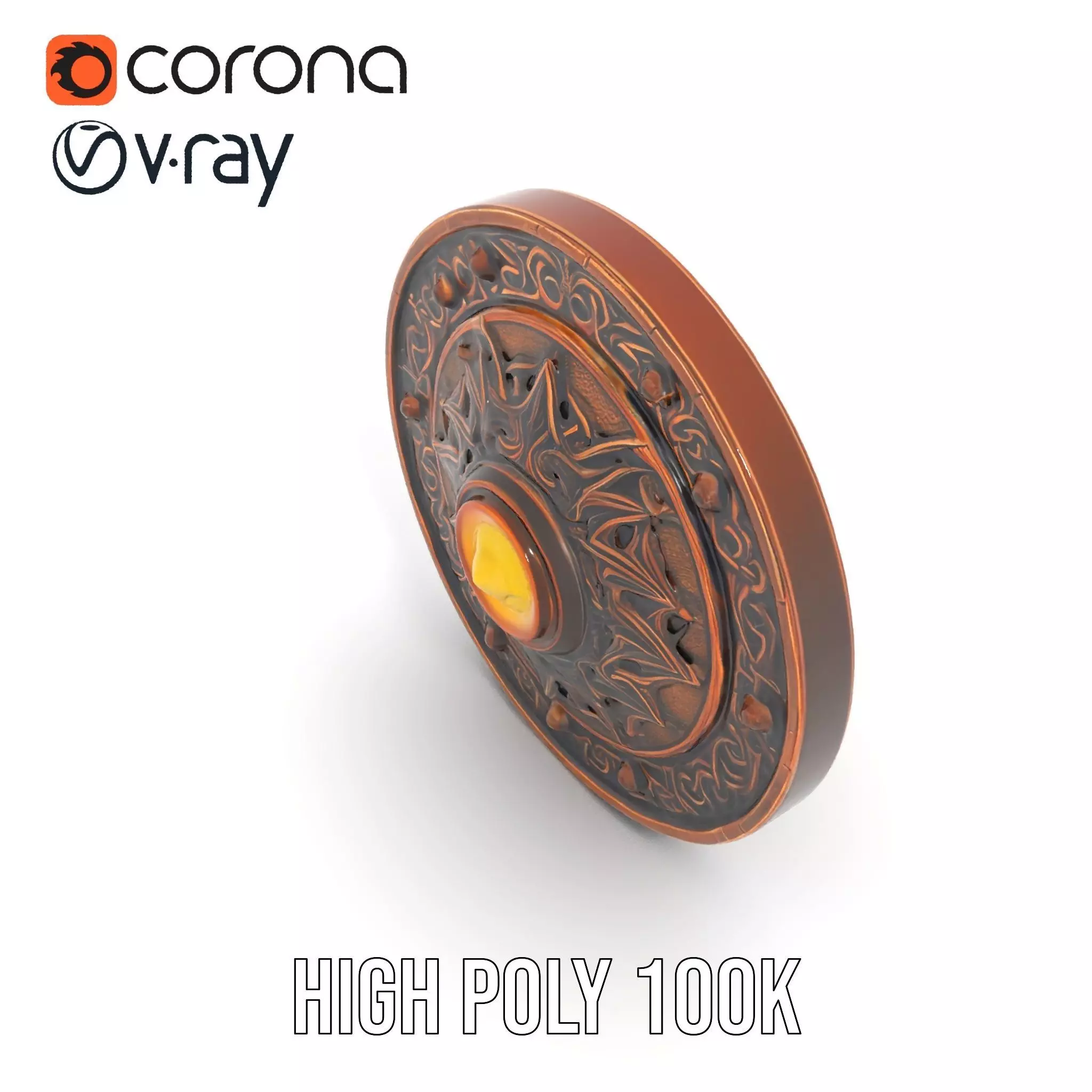 Ornate Bronze Shield model pack Low-poly 3D model_23