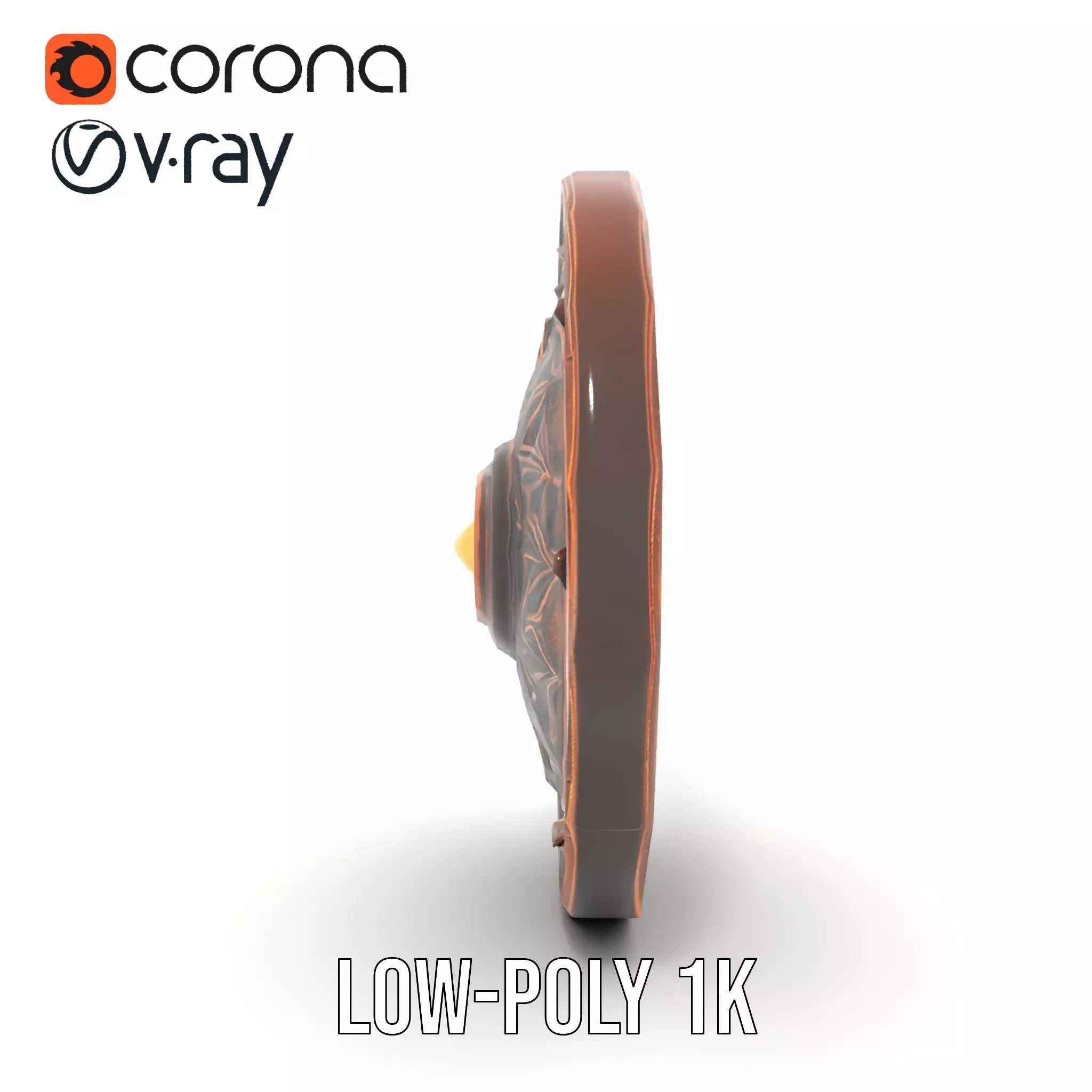 Ornate Bronze Shield model pack Low-poly 3D model_14