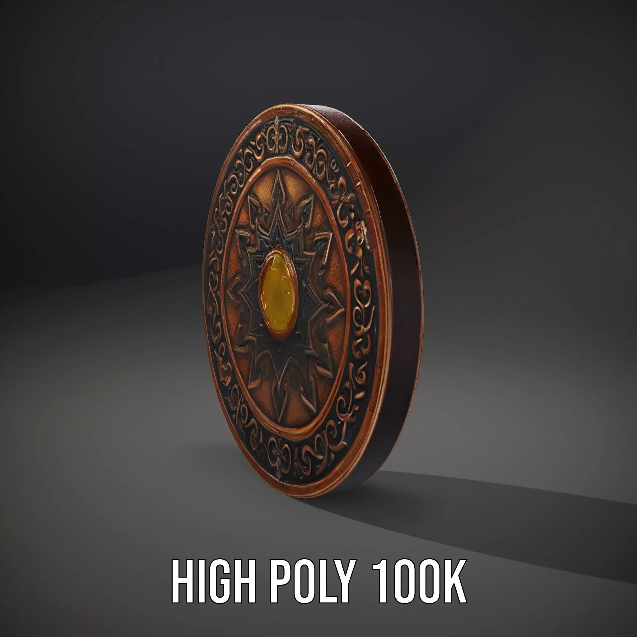 Ornate Bronze Shield model pack Low-poly 3D model_12