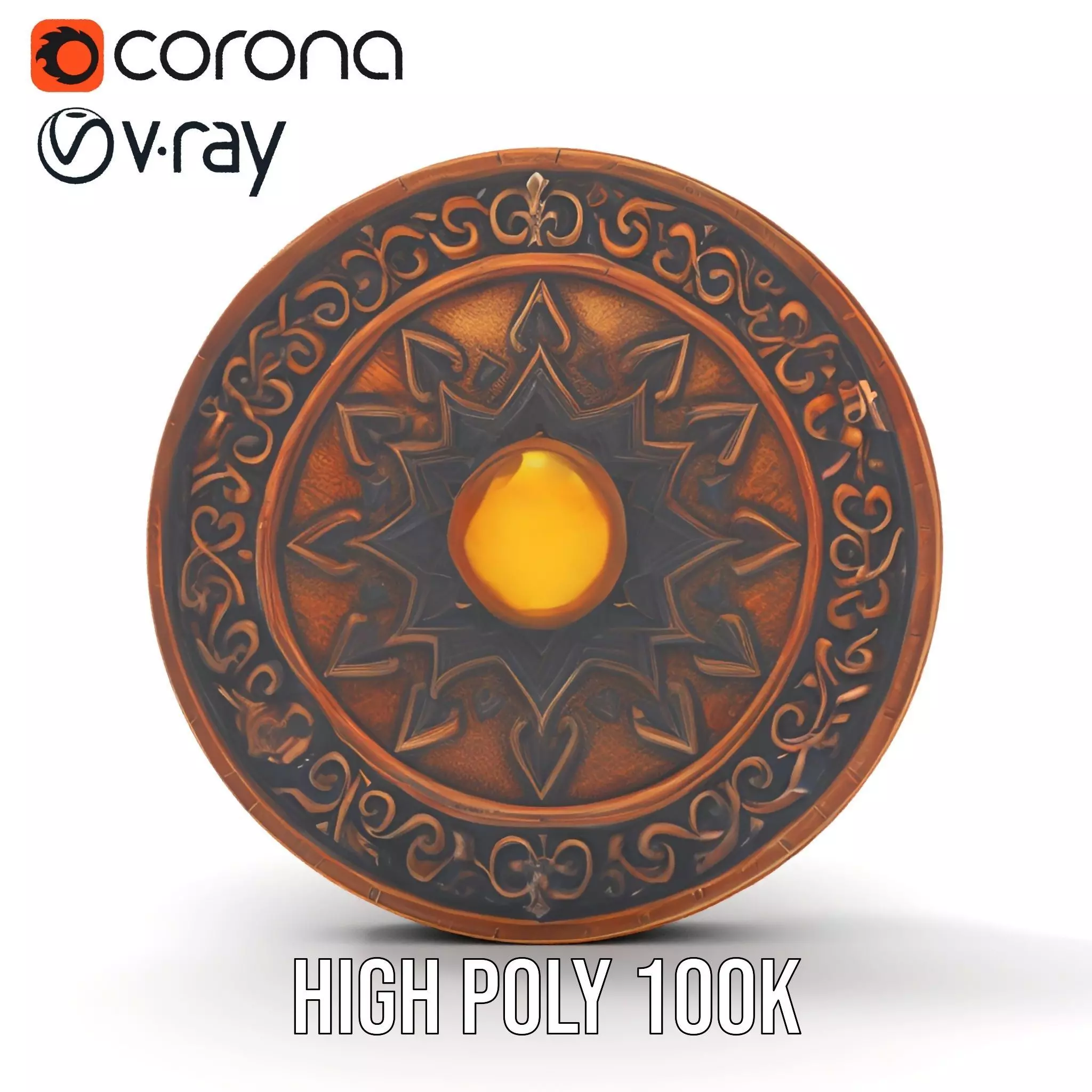 Ornate Bronze Shield model pack Low-poly 3D model_20