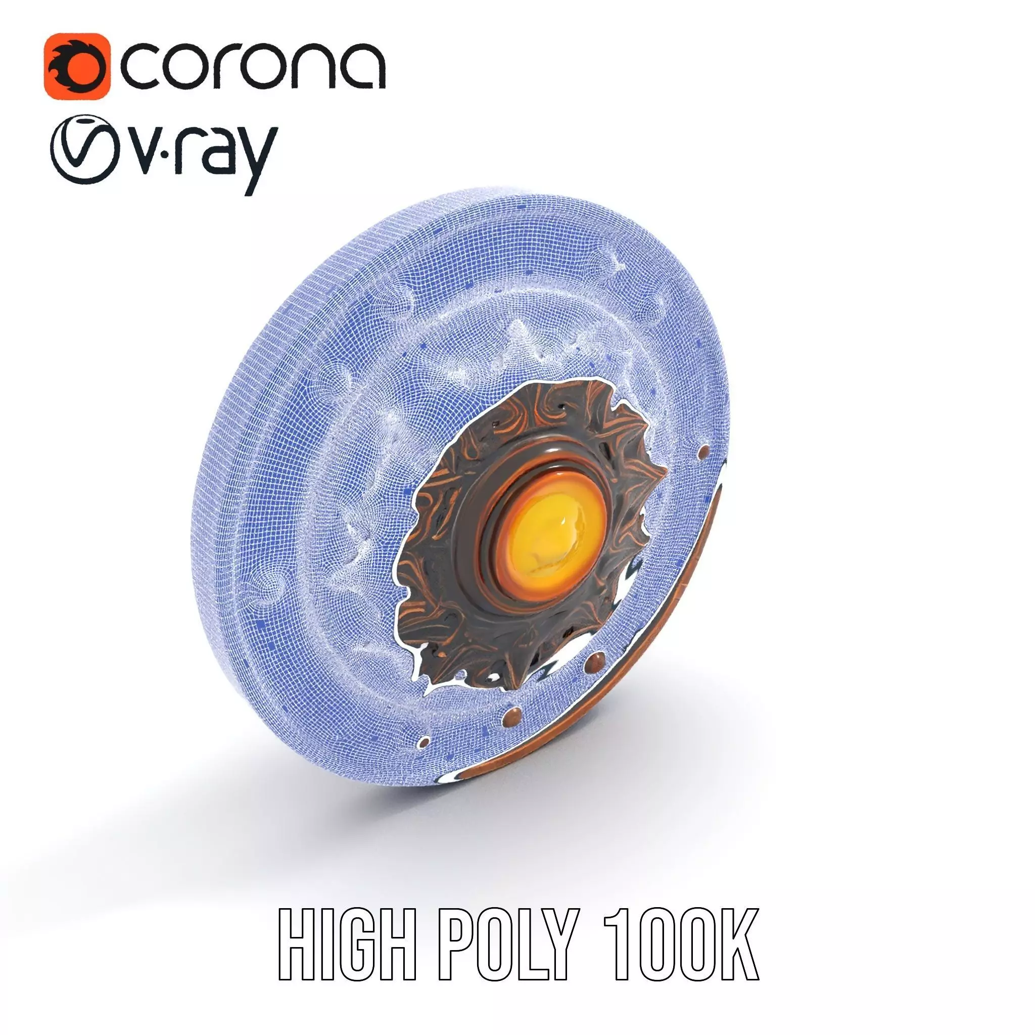 Ornate Bronze Shield model pack Low-poly 3D model_32